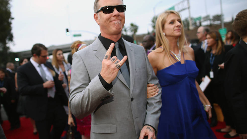 LOS ANGELES, CA - JANUARY 26: Musician James Hetfield and Francesca Hetfield attend the 56th GRAMMY Awards at Staples Center 