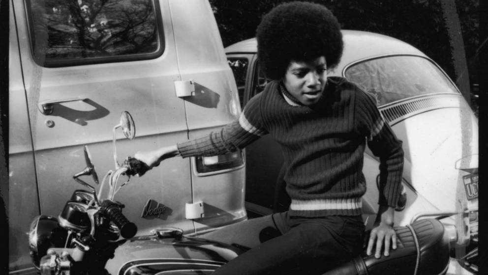 American singer Michael Jackson (1958 - 2009) at home on a Honda motorcycle, Los Angeles, 18th December 1972. A photoshoot fo