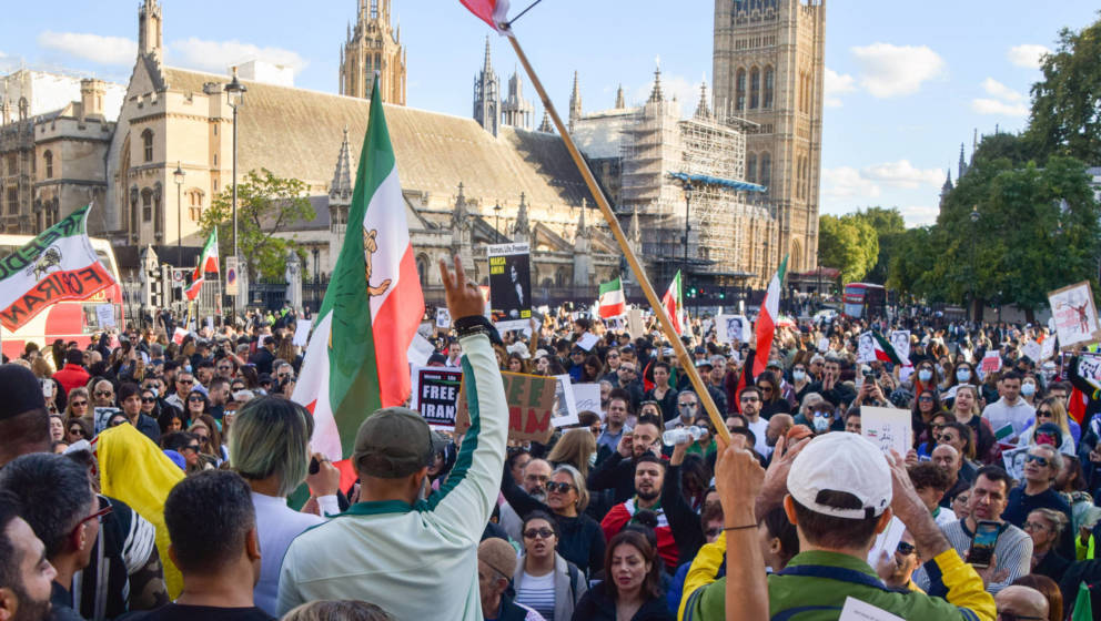 Proteste gegen die iranische Regierung im Zuge des Todes von Masha Amini am 08. September 2022 in London