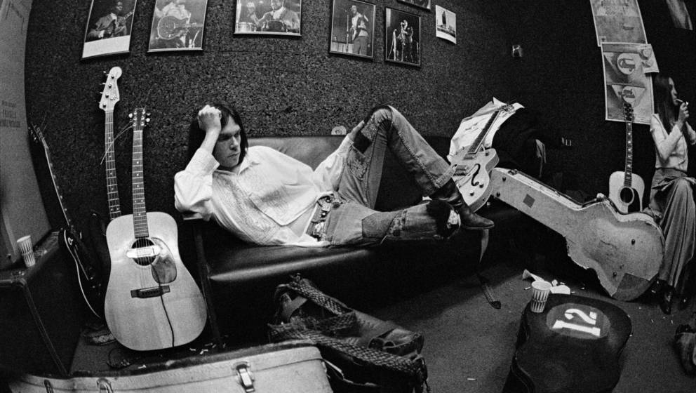 Neil Young & his wife Susan, backstage, Electric Factory, Phila., Feb. 1970. Chosen for the gatefold of his third album, 