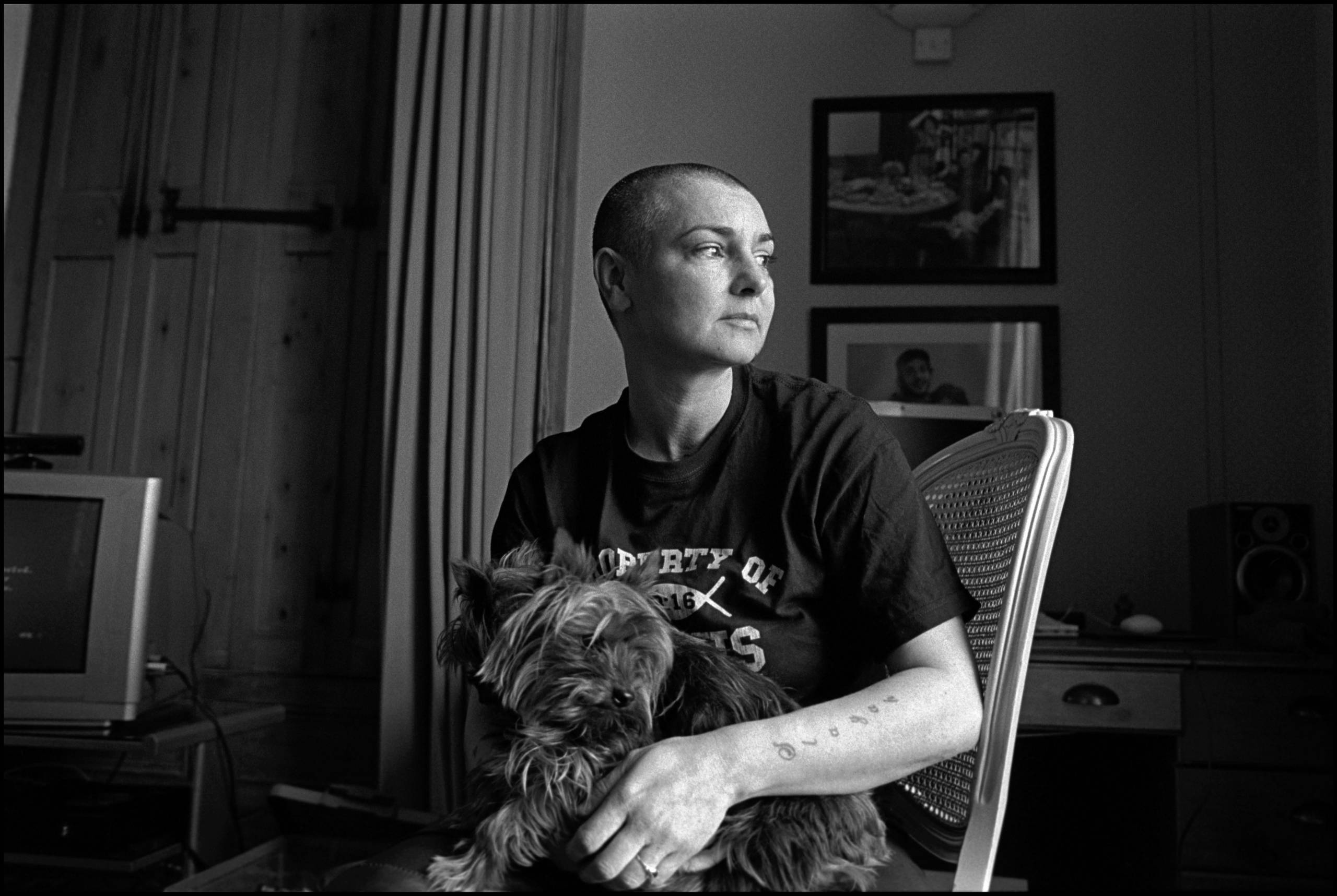 IRELAND - 3rd FEBRUARY: Irish singer and song-writer Sinead O'Connor posed with a pet dog at her home in County Wicklow, R...