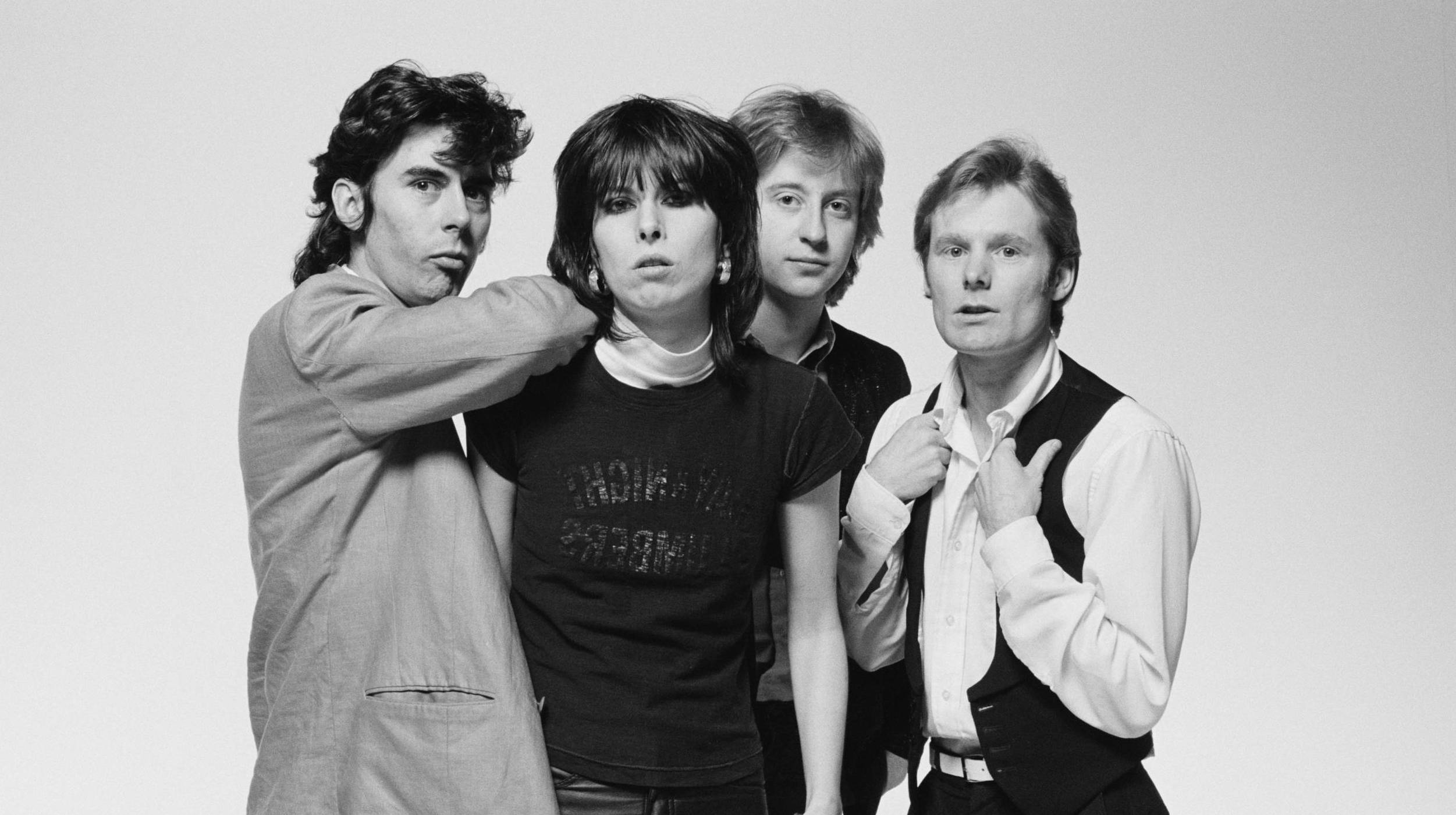 The Pretenders (bassist Pete Farndon (1952-1983), singer and guitarist Chrissie Hynde, guitarist James Honeyman-Scott (195...