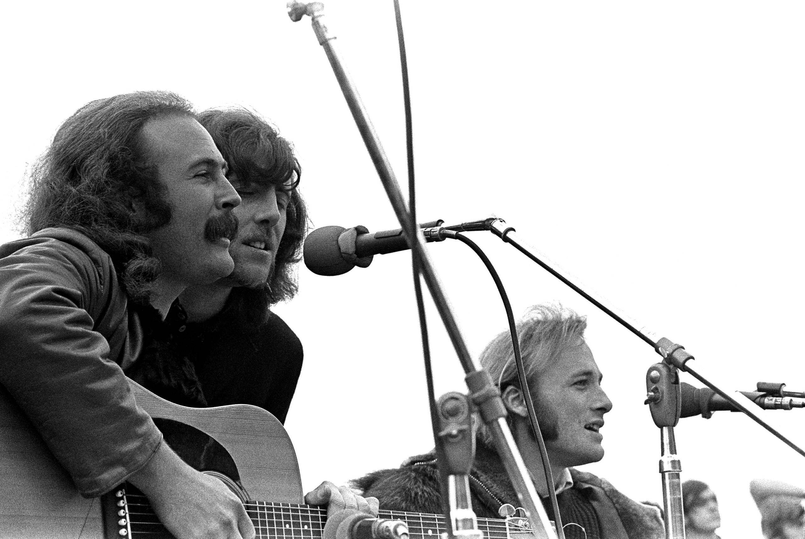 BIG SUR - SEPTEMBER 15:   Crosby, Stills and Nash and Young (L-R David Crosby, Graham Nash and Stephen Stills) perform ons...