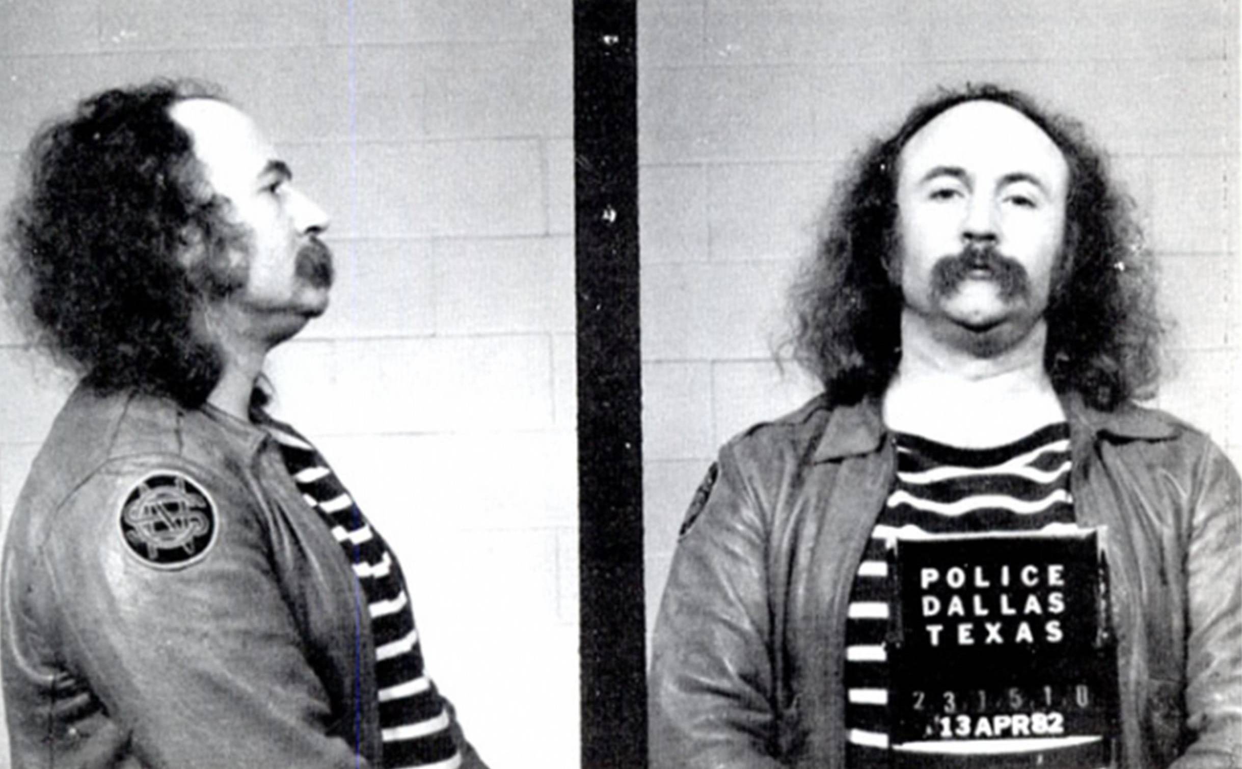 David Crosby, founding member of The Byrds and Crosby, Stills & Nash was arrested by Dallas police in April 1982 and charg...
