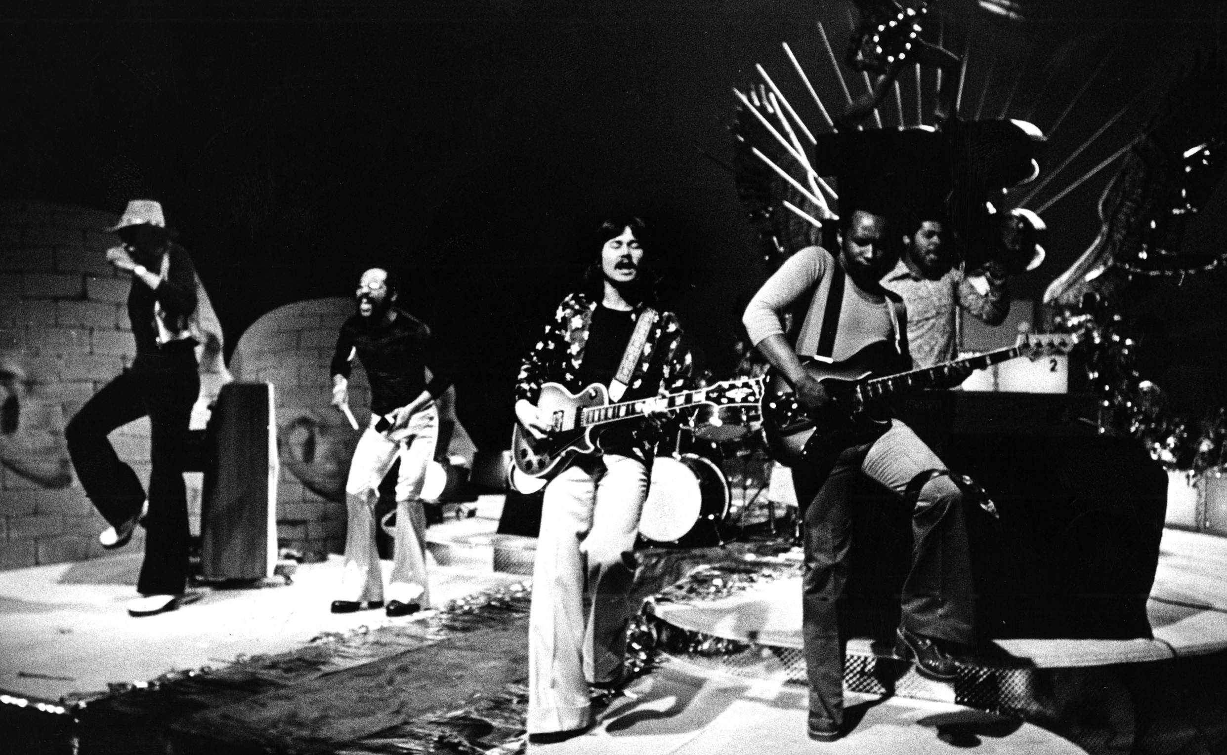 HILVERSUM, NETHERLANDS - 1st JANUARY: English group Hot Chocolate perform live on stage at Hilversum, Netherlands in 1974....