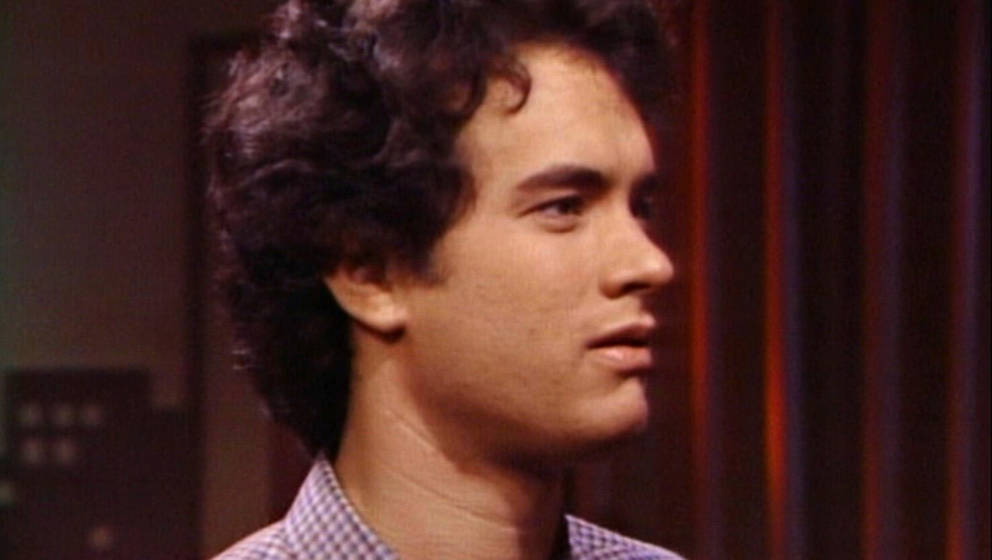 American actor Tom Hanks (as Kip Wilson) in a scene from an episode of the television comedy series 'Bosom Buddies' entitled 