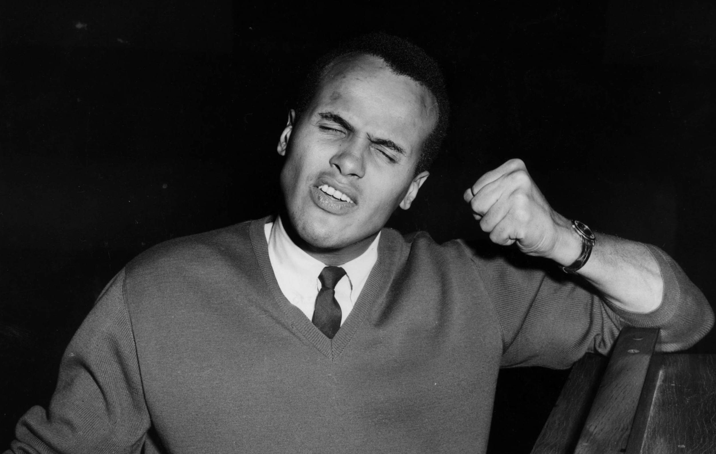 17th September 1959:  American singer and actor, Harry Belafonte, rehearsing at the Riverside Studios before a BBC appeara...