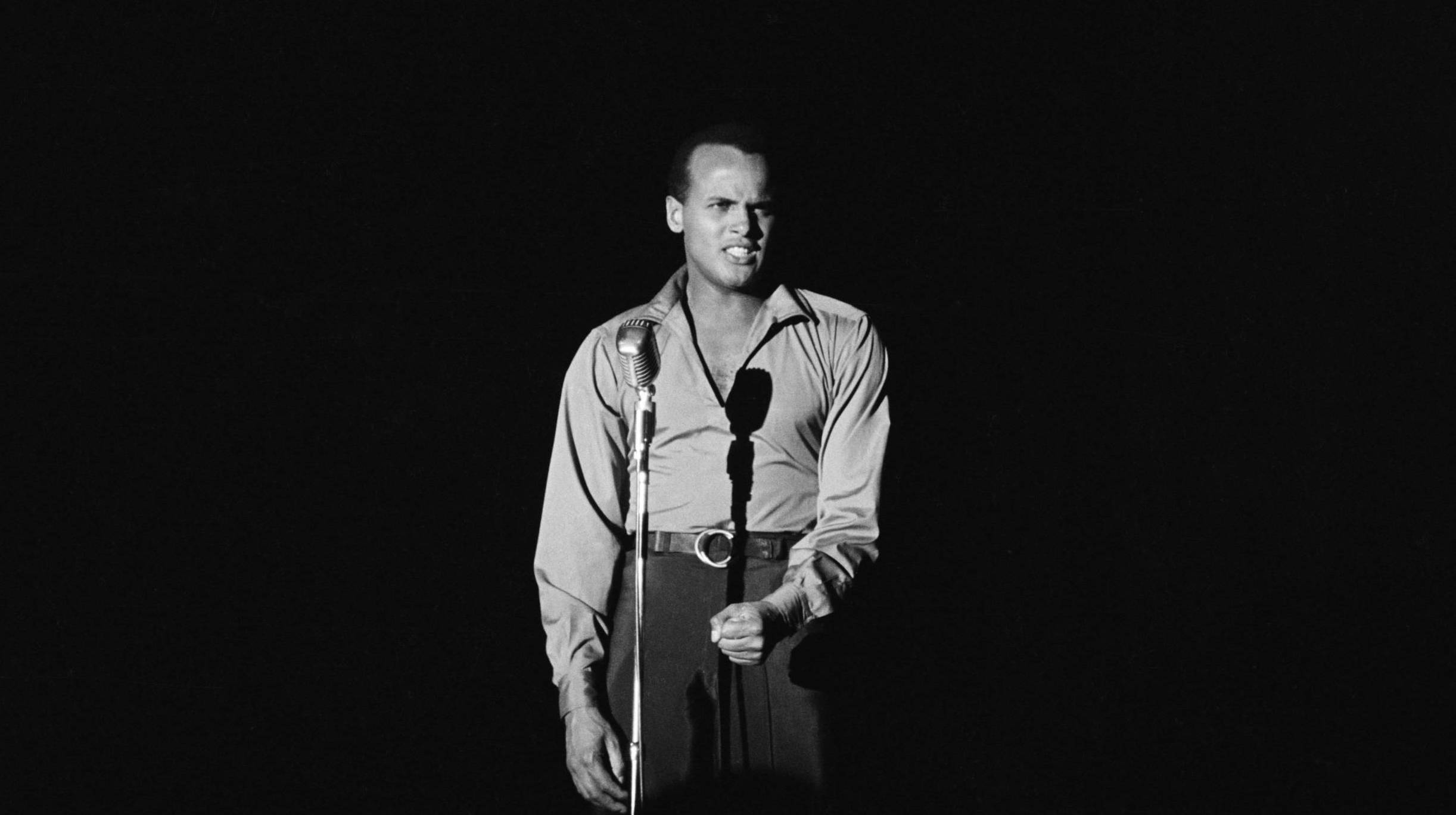 Jamaican-American singer, actor and civil rights activist Harry Belafonte performing at the Riviera hotel in Las Vegas, 19...