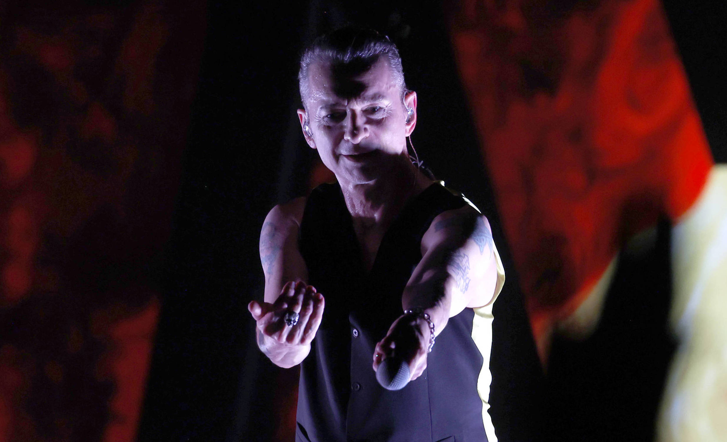 SACRAMENTO, CALIFORNIA - MARCH 23: Dave Gahan of Depeche Mode performs onstage during the "Memento Mori" World Tour opener...