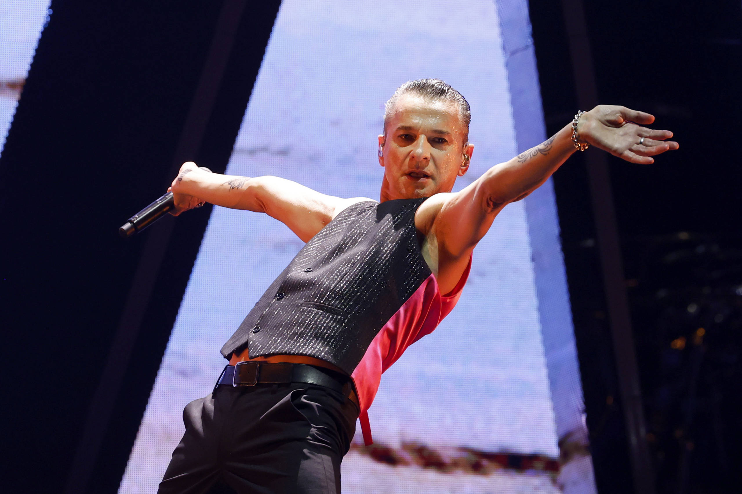 SACRAMENTO, CALIFORNIA - MARCH 23: Dave Gahan of Depeche Mode performs onstage during the "Memento Mori" World Tour opener...