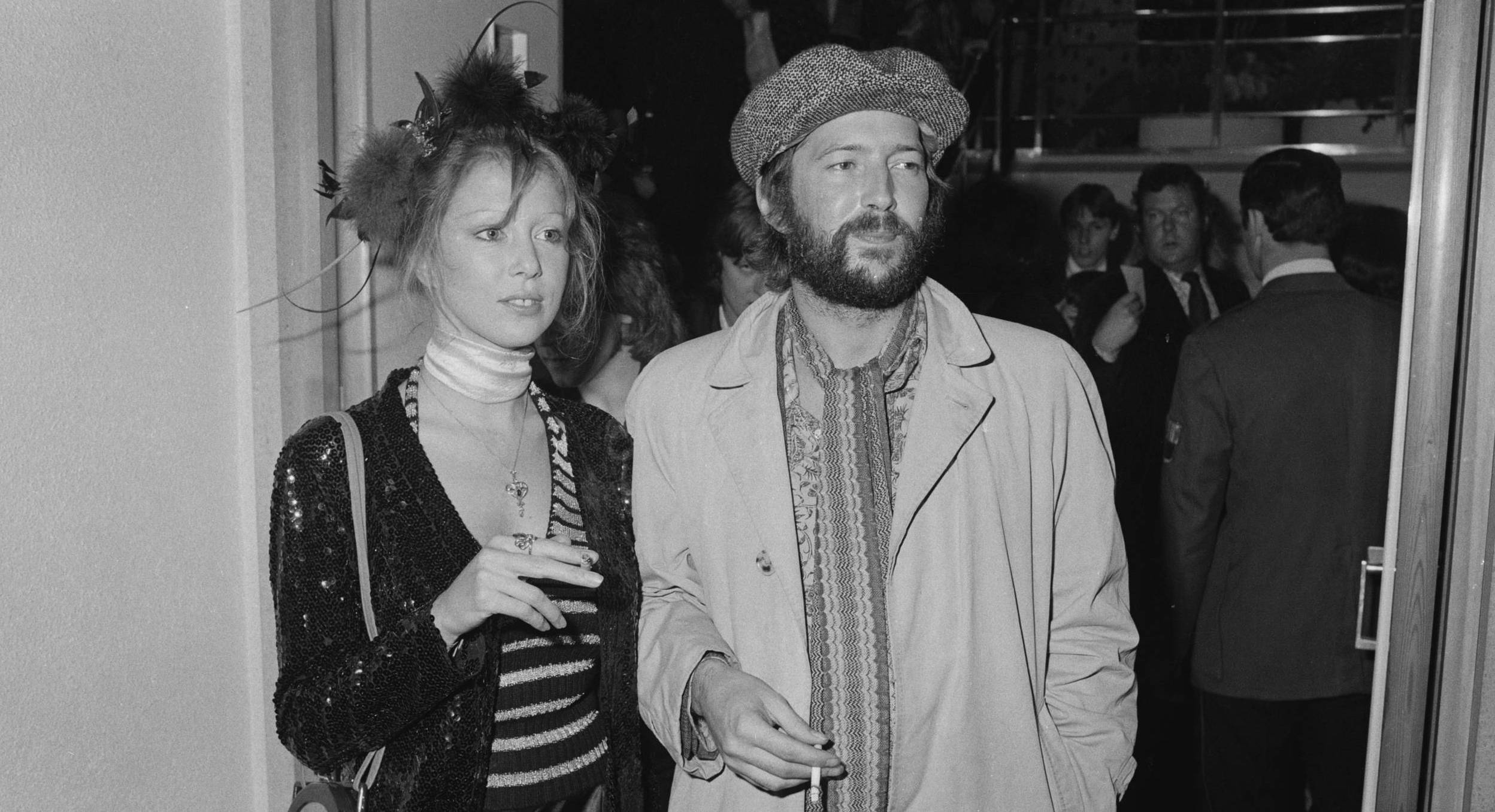 British musician Eric Clapton and his girlfriend, Pattie Boyd, at the premiere of Ken Russell's film version of The Who's ...