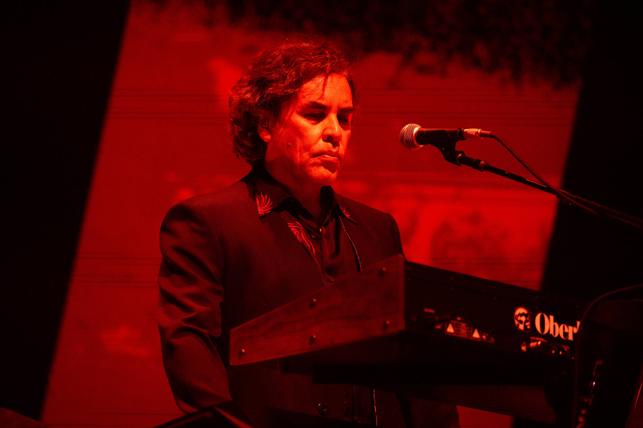 INGLEWOOD, CALIFORNIA - MARCH 28: Musician Peter Gordeno of Depeche Mode performs onstage during the 'Memento Mori' tour a...