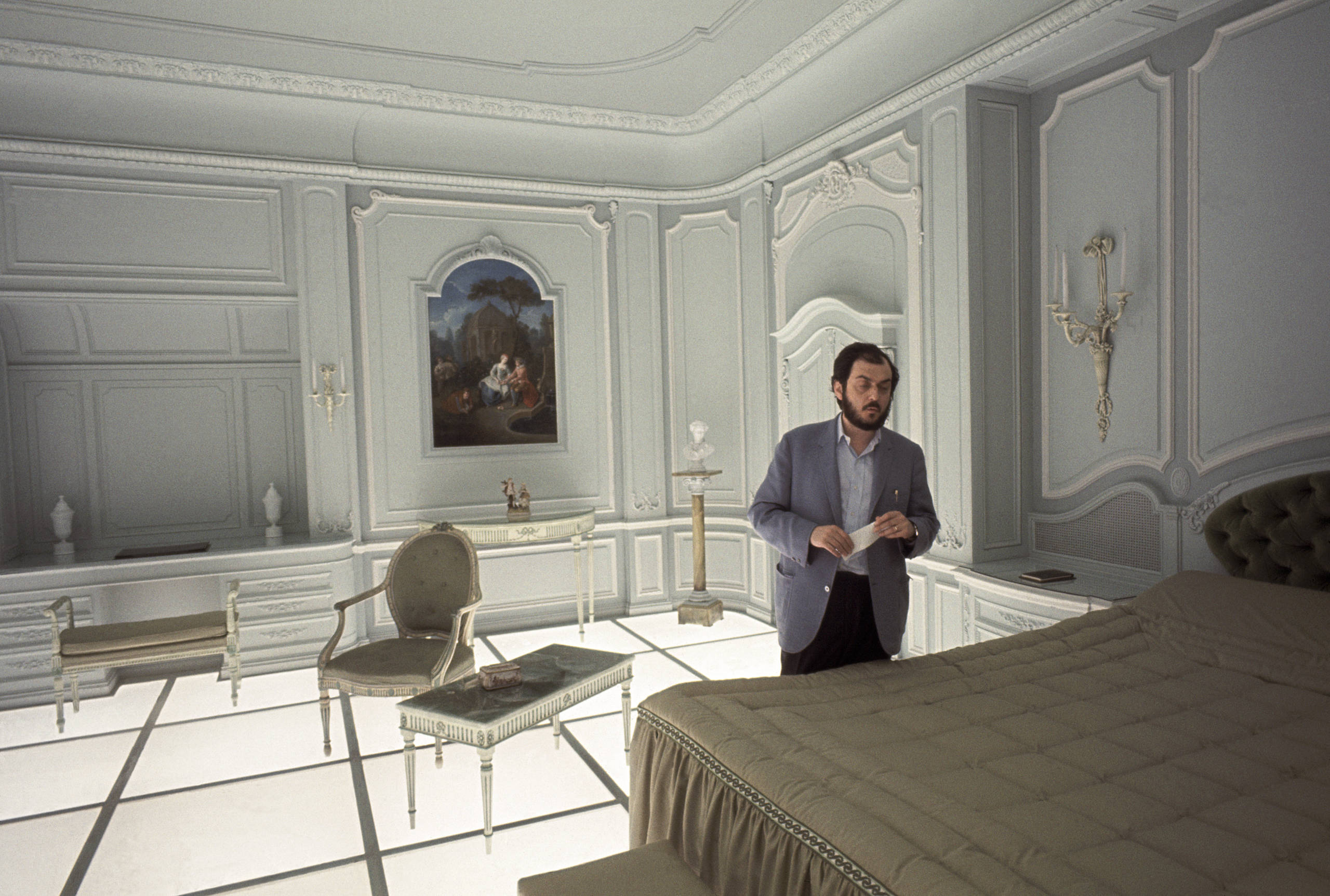 Film director and screenwriter Stanley Kubrick (1928 - 1999) on the set of '2001: A Space Odyssey' at the MGM British Stud...