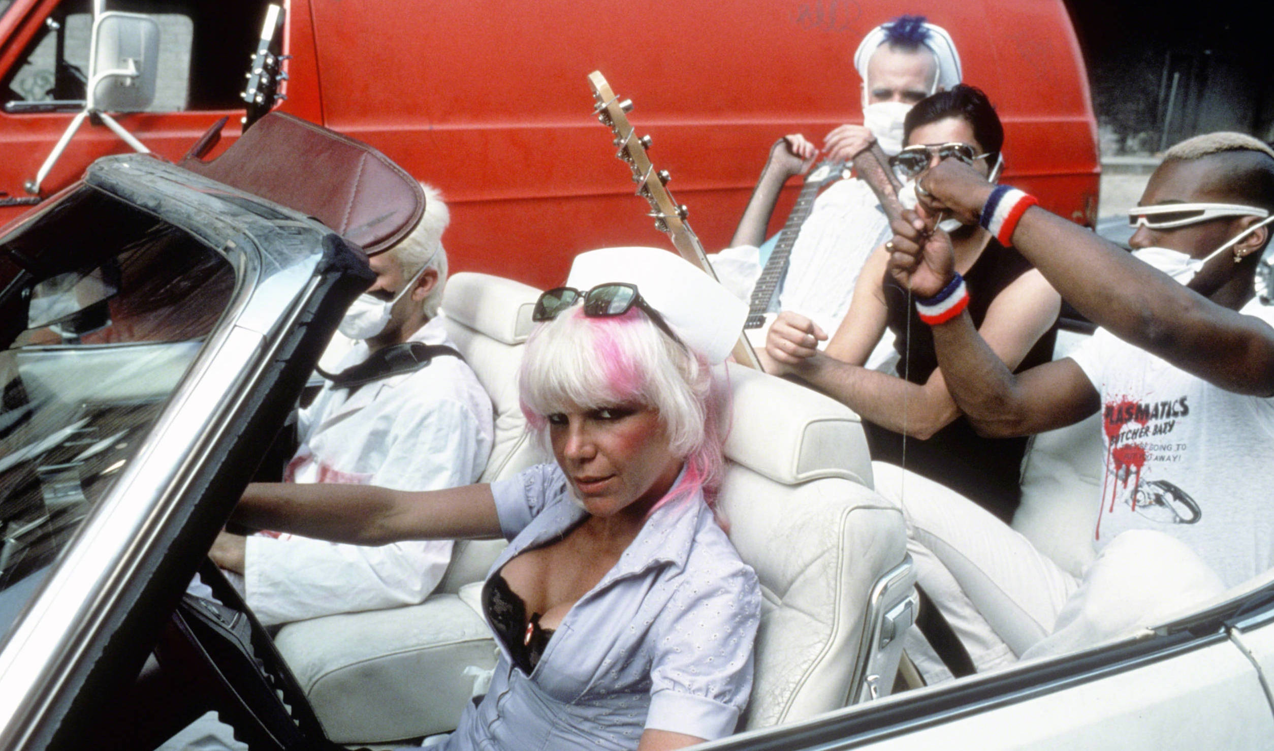 NEW YORK, NY - CIRCA 1980: Wendy O. Williams and her Plasmatics bandmates film scenes for a music video circa 1980 in New ...