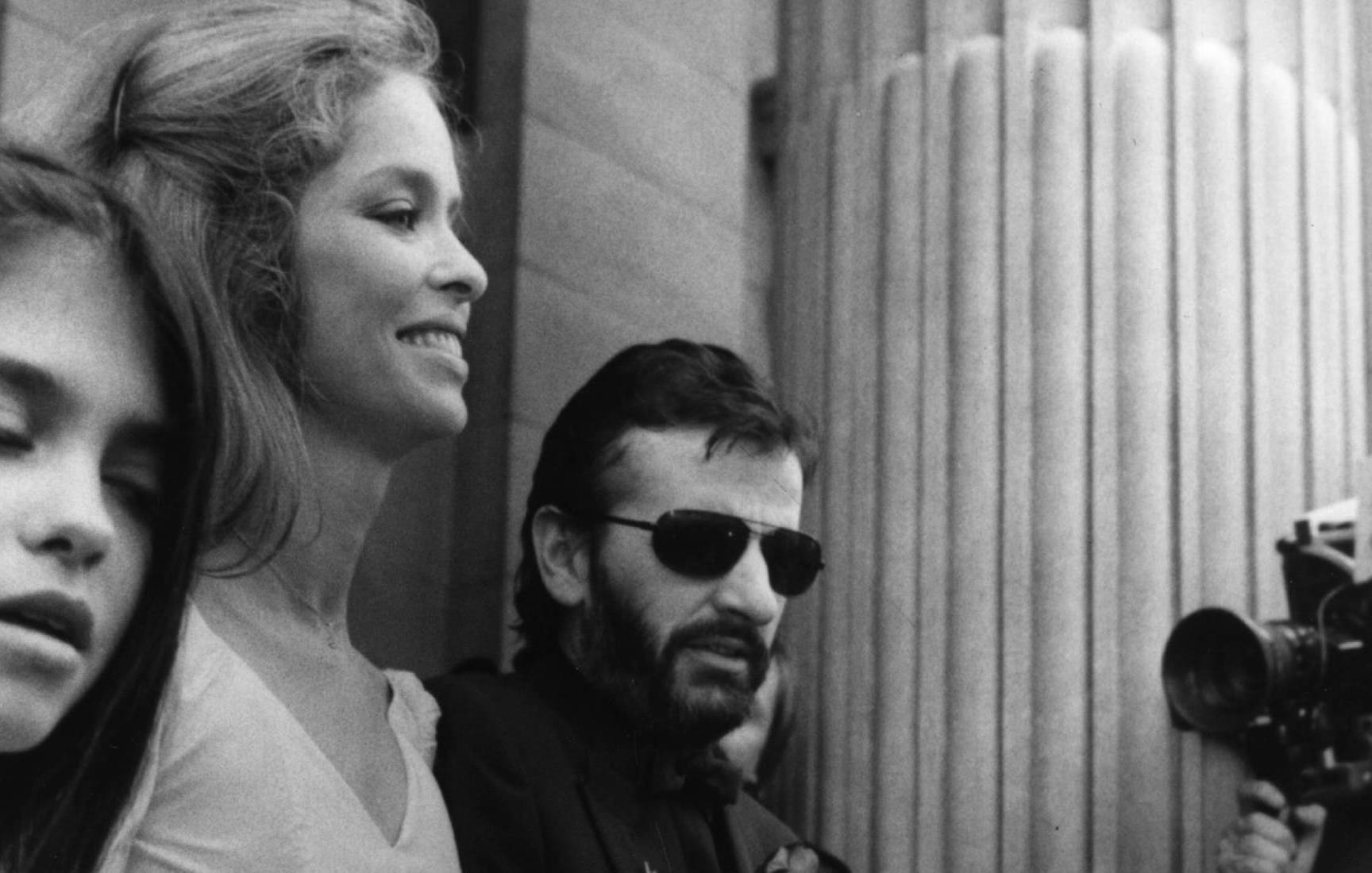 27th April 1981:  Former Beatle Ringo Starr (C) with his new bride, American actress Barbara Bach (2nd L), her daughter Fr...