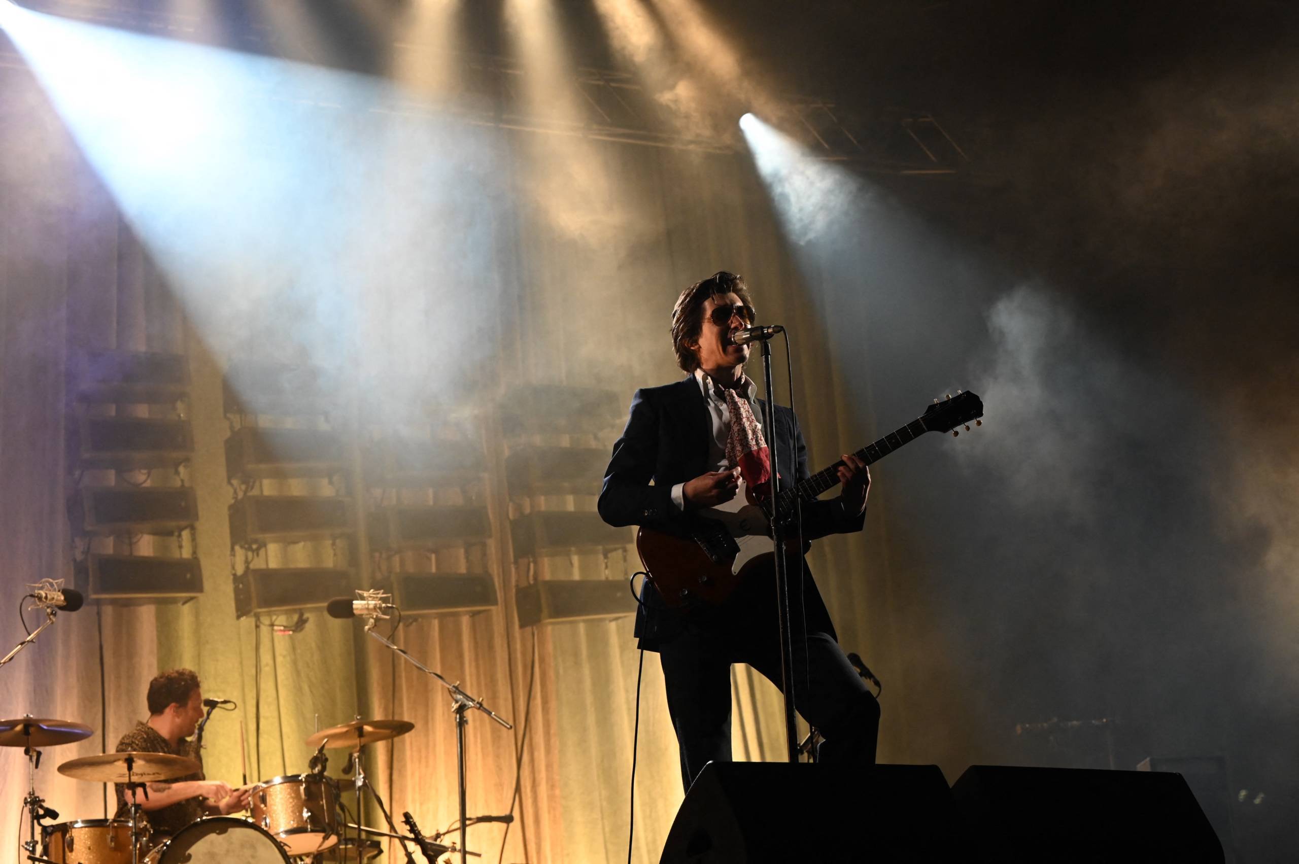 Alex Turner of the Arctic Monkeys performs at the Clockenflap music festival in Hong Kong on March 3, 2023. (Photo by Pete...