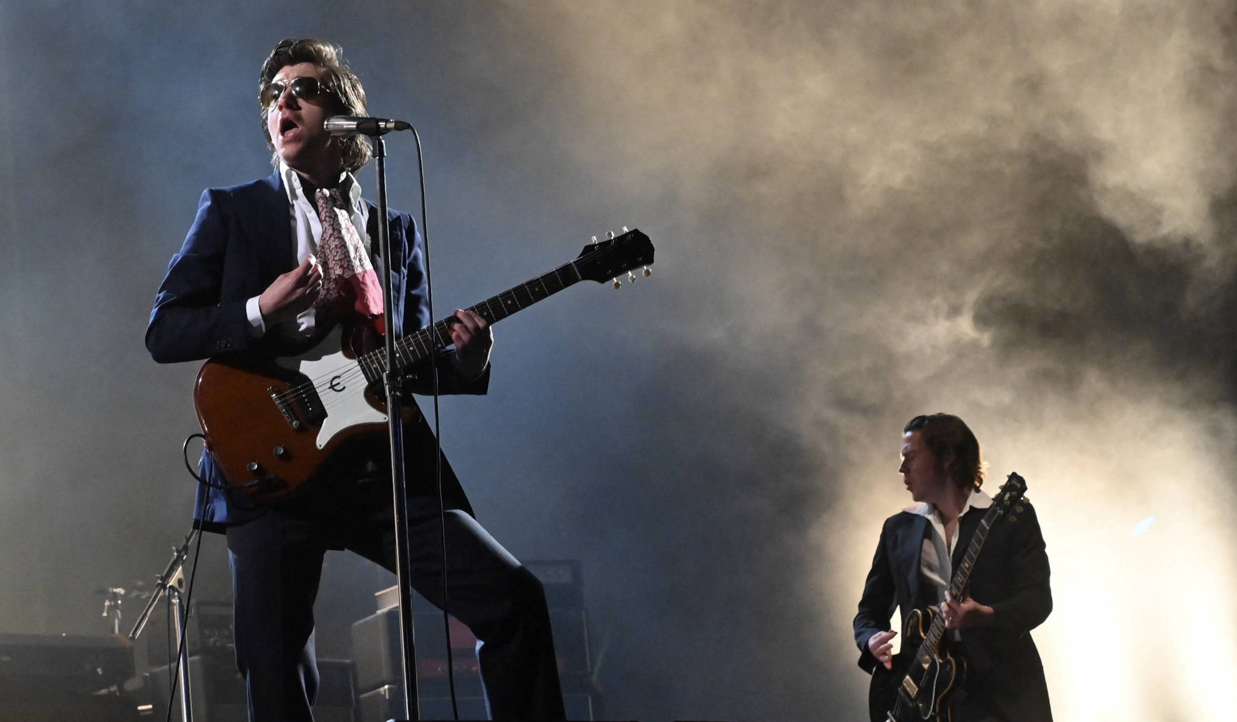 Alex Turner of the Arctic Monkeys performs at the Clockenflap music festival in Hong Kong on March 3, 2023. (Photo by Pete...