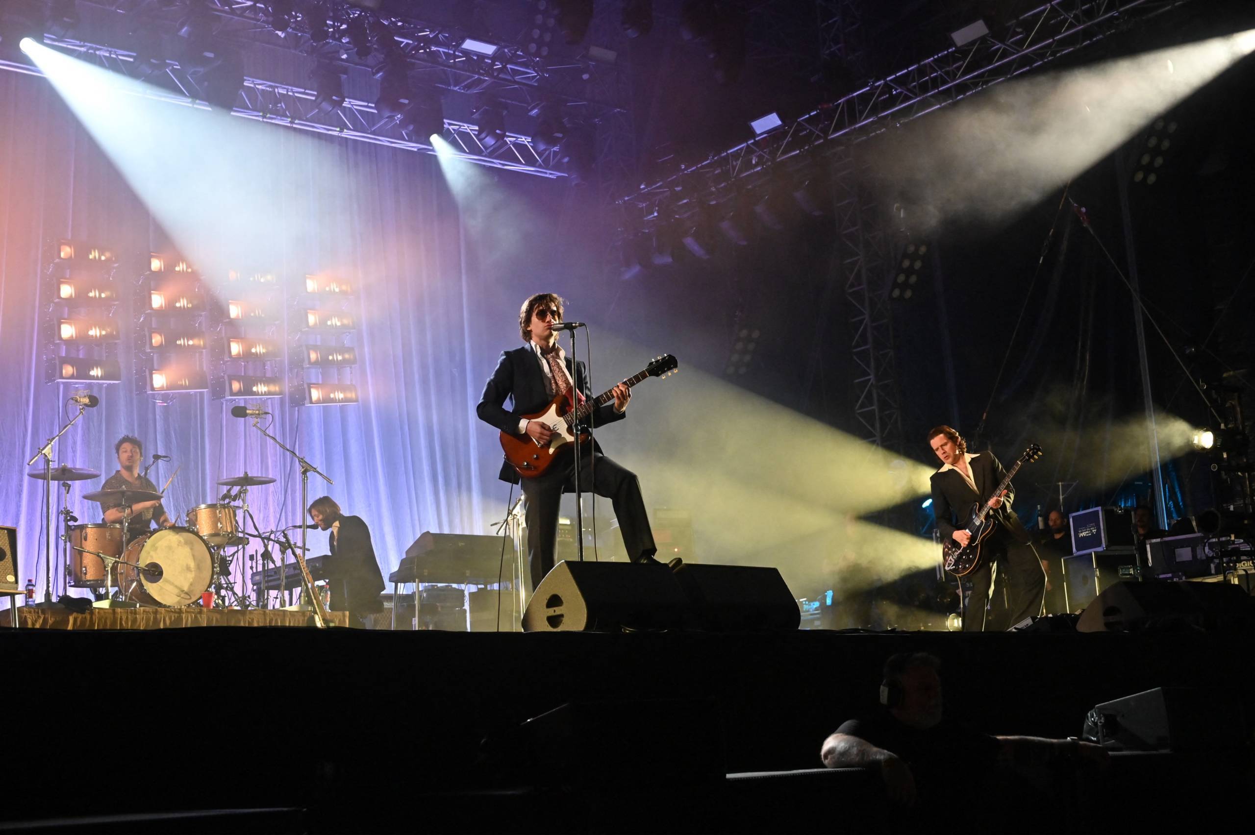 Alex Turner of the Arctic Monkeys performs at the Clockenflap music festival in Hong Kong on March 3, 2023. (Photo by Pete...