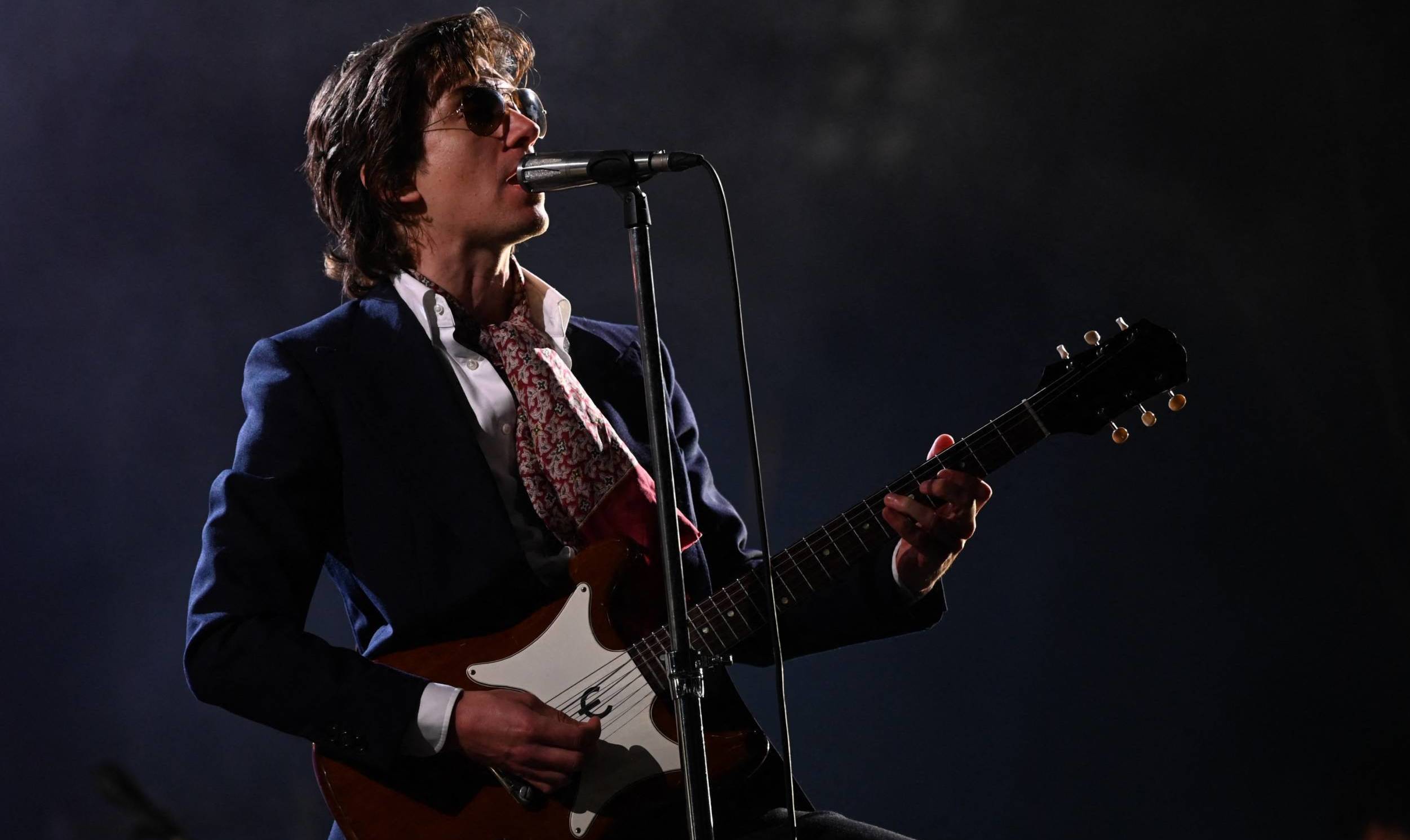 Alex Turner of the Arctic Monkeys performs at the Clockenflap music festival in Hong Kong on March 3, 2023. (Photo by Pete...