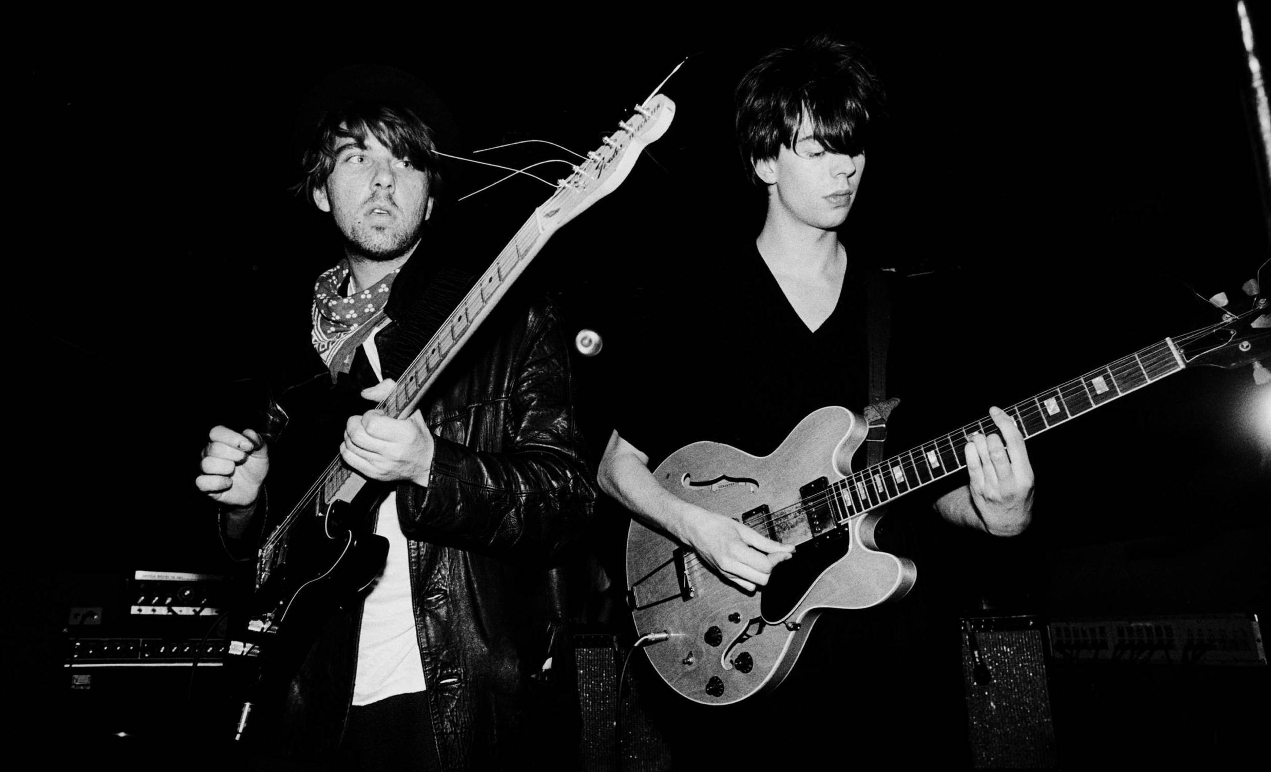British band Echo and the Bunnymen perform onstage at Tuts nightclub, Chicago, Illinois, April 11, 1981. Pictured are guit...
