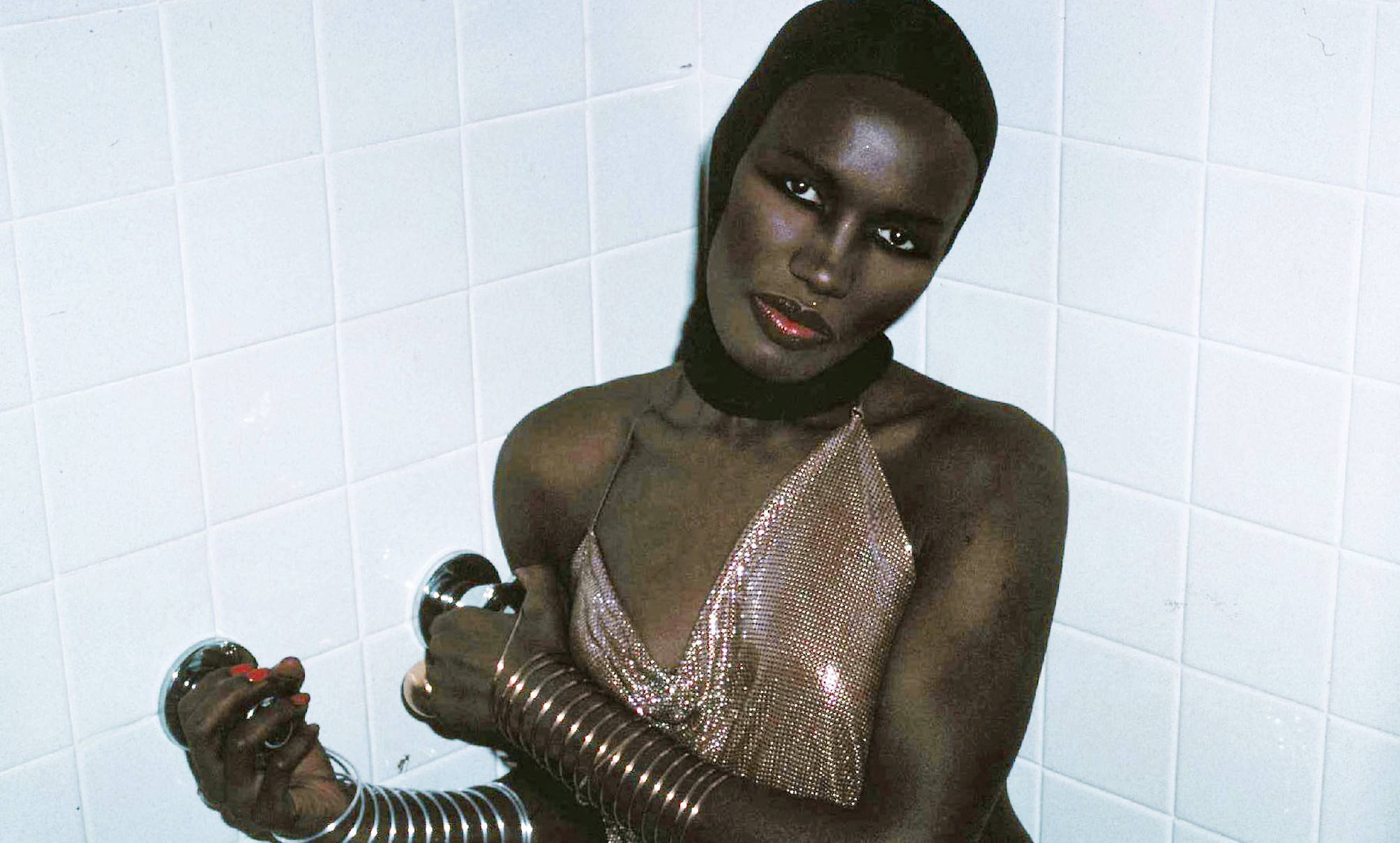 Singer Grace Jones poses for a portrait circa 1980 in New York City.  (Photo by Dianna Whitley/Getty Images)