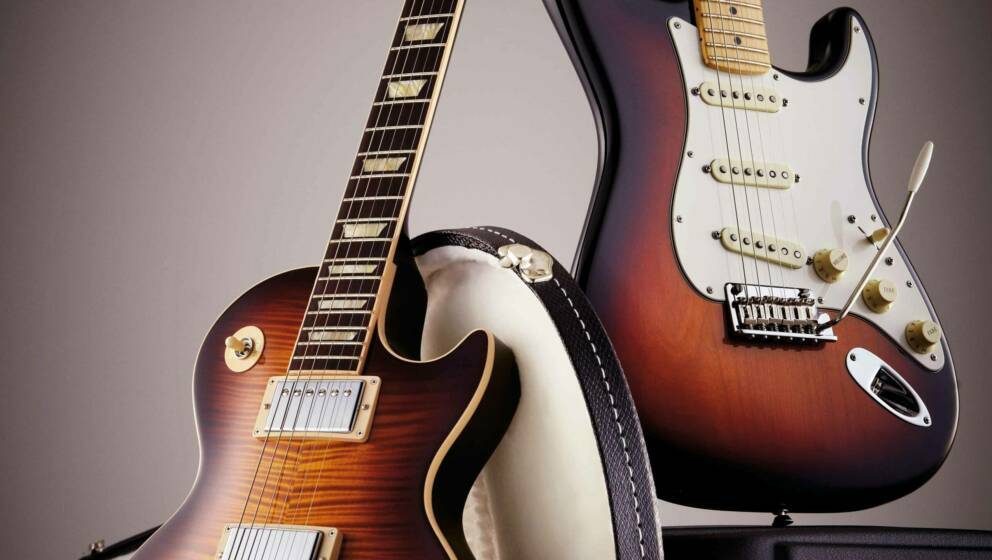 Gibson 2012 Les Paul Standard (L) und Fender American Standard 