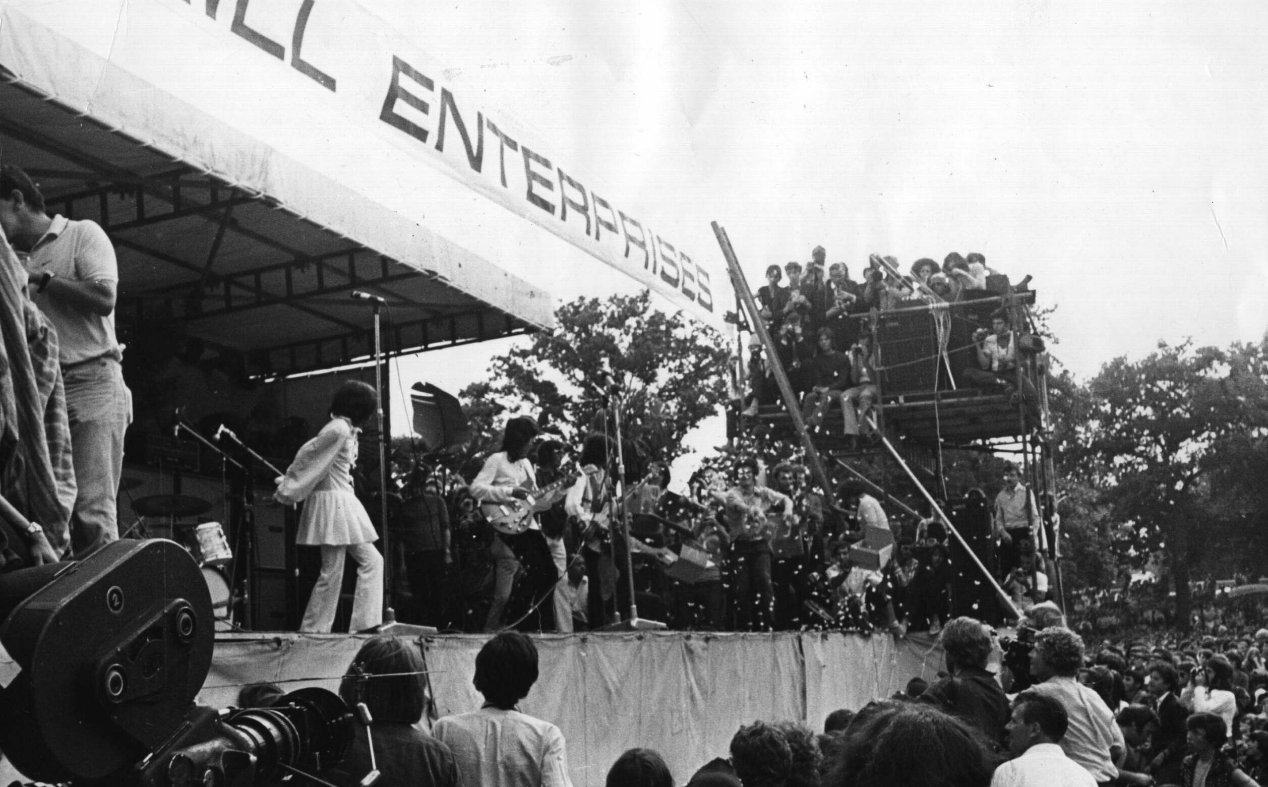 5th July 1969:  The moment when 3,500 white butterflies were released as The Rolling Stones played a free concert in front...