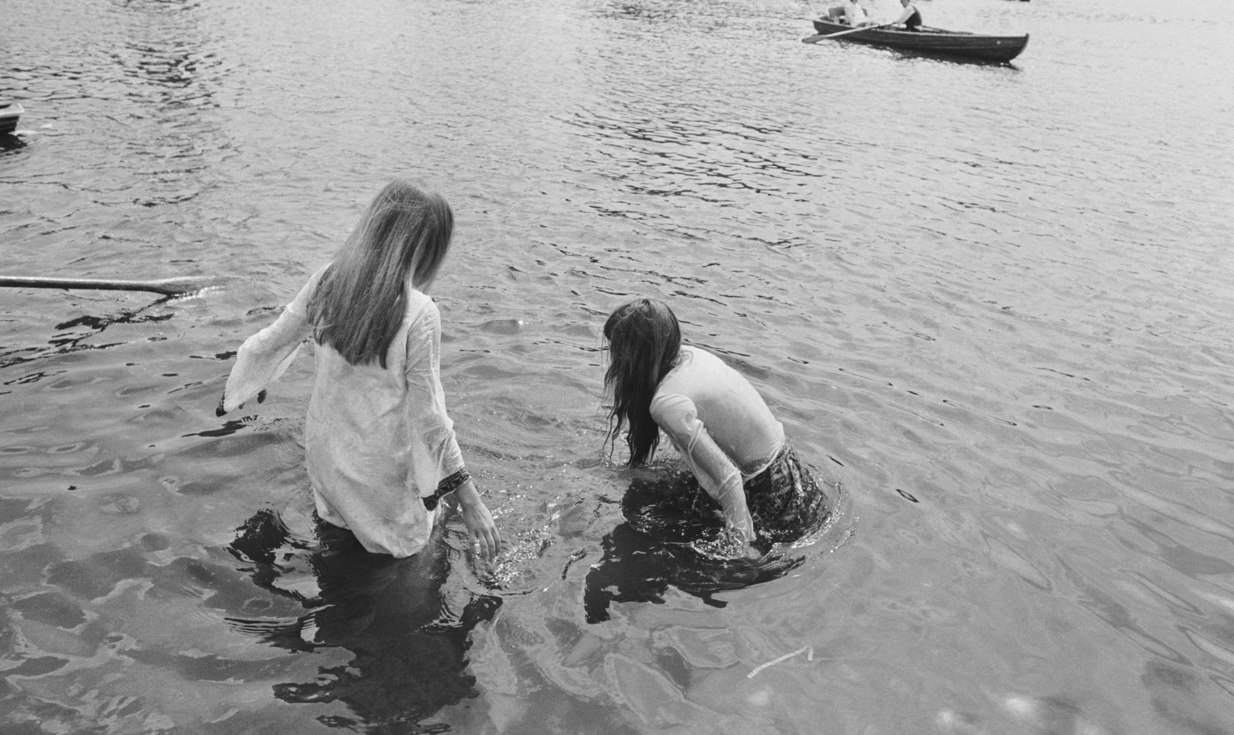 Teenage girls cooling off in the Serpentine during the Rolling Stones concert in Hyde Park, London, 5th July 1969. (Photo ...