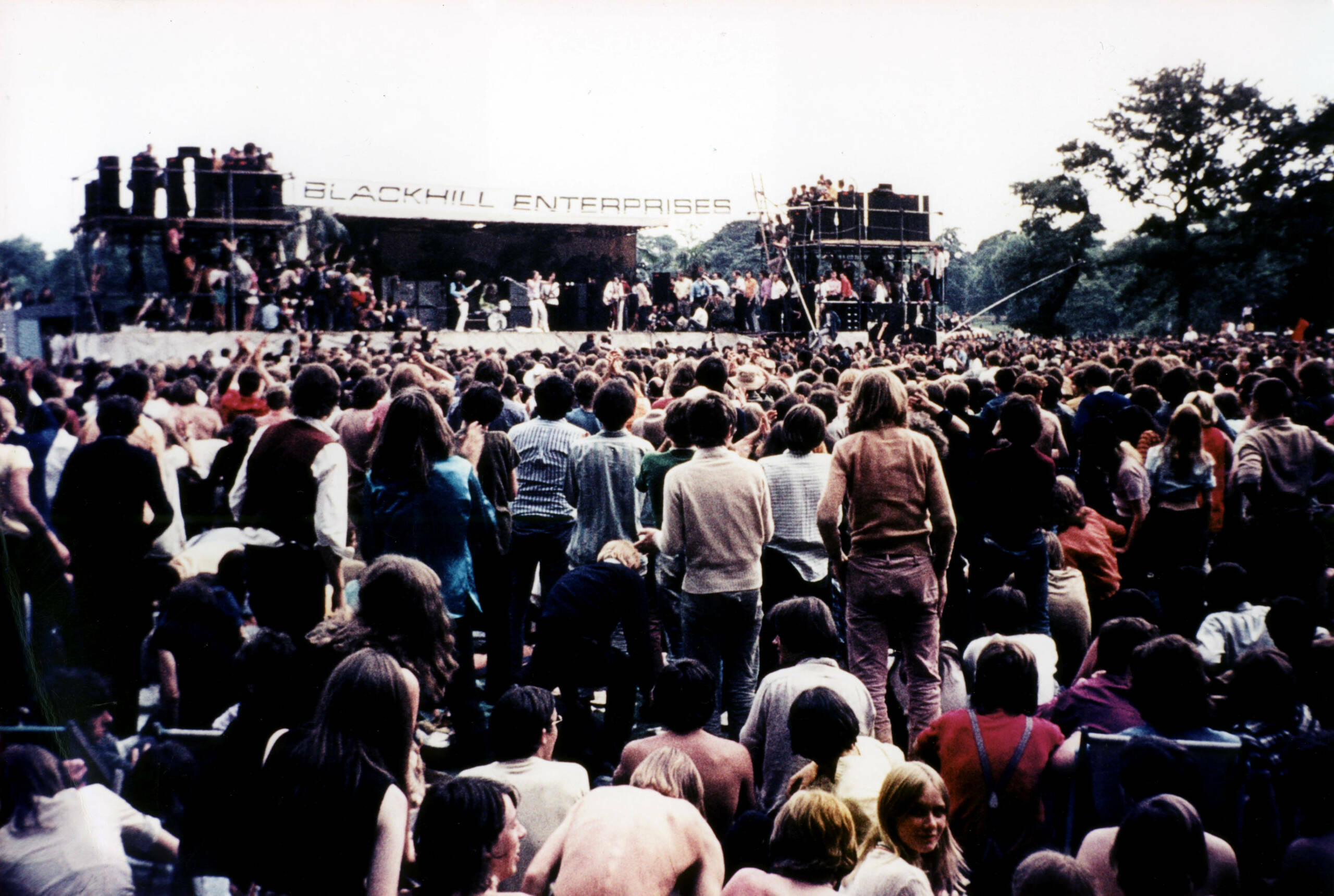 UNITED KINGDOM - JULY 05:  HYDE PARK  Photo of ROLLING STONES, crowds and band on stage at free Hyde Park concert  (Photo ...