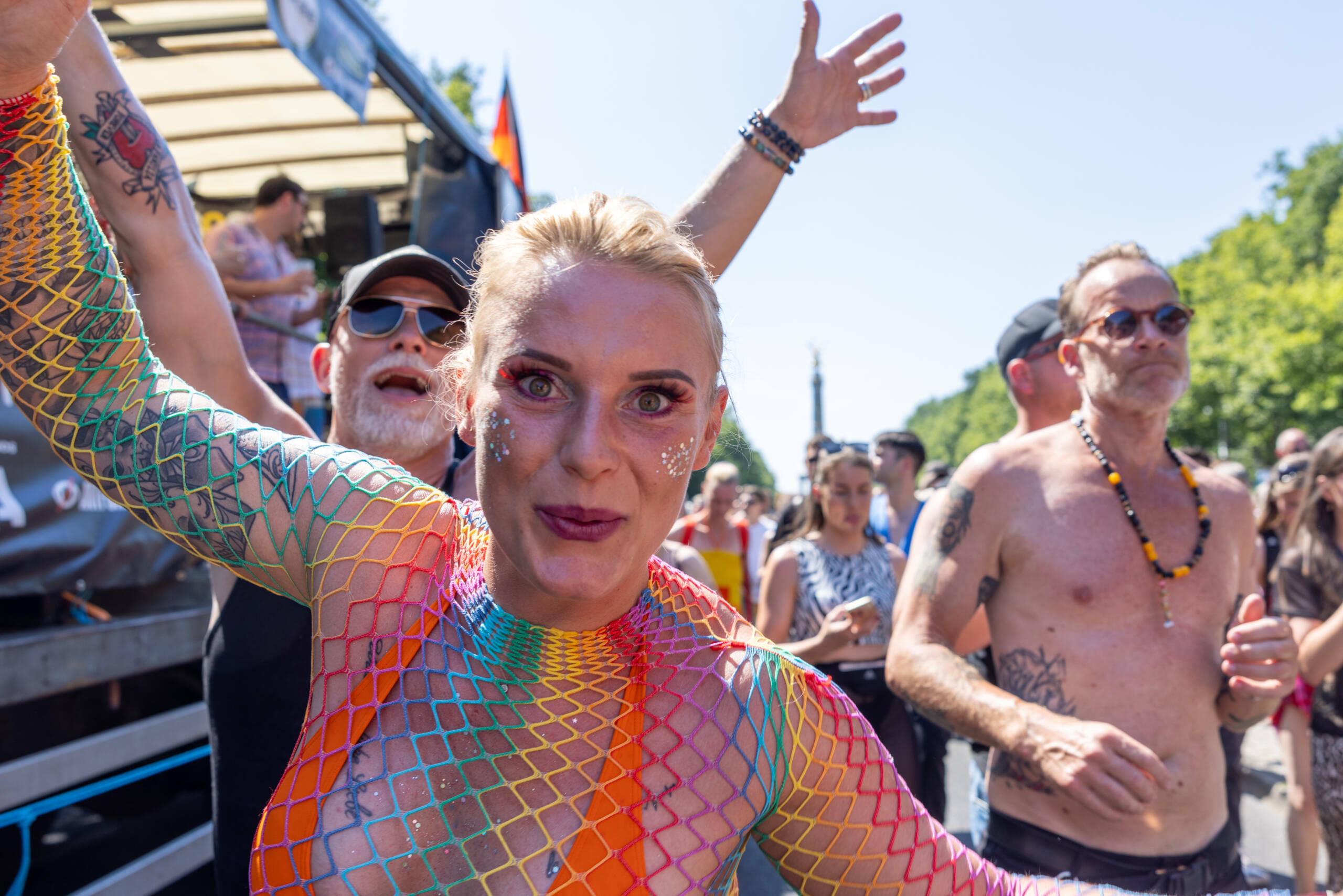 BERLIN, GERMANY - JULY 8: Techno music enthusiasts dance during the Rave the Planet parade in Tiergarten park on July 8, 2...