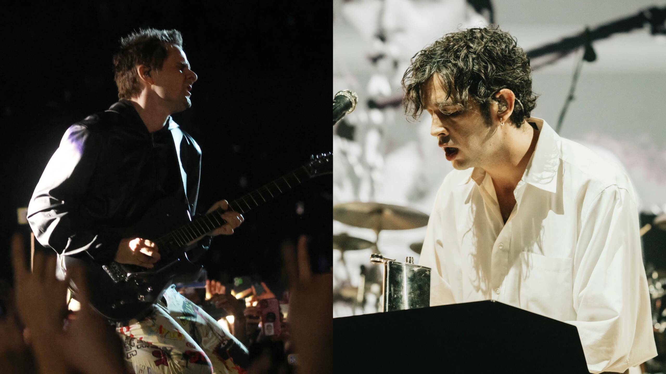 Matt Bellamy of Muse (left) and Matthew Healy of The 1975 (right)