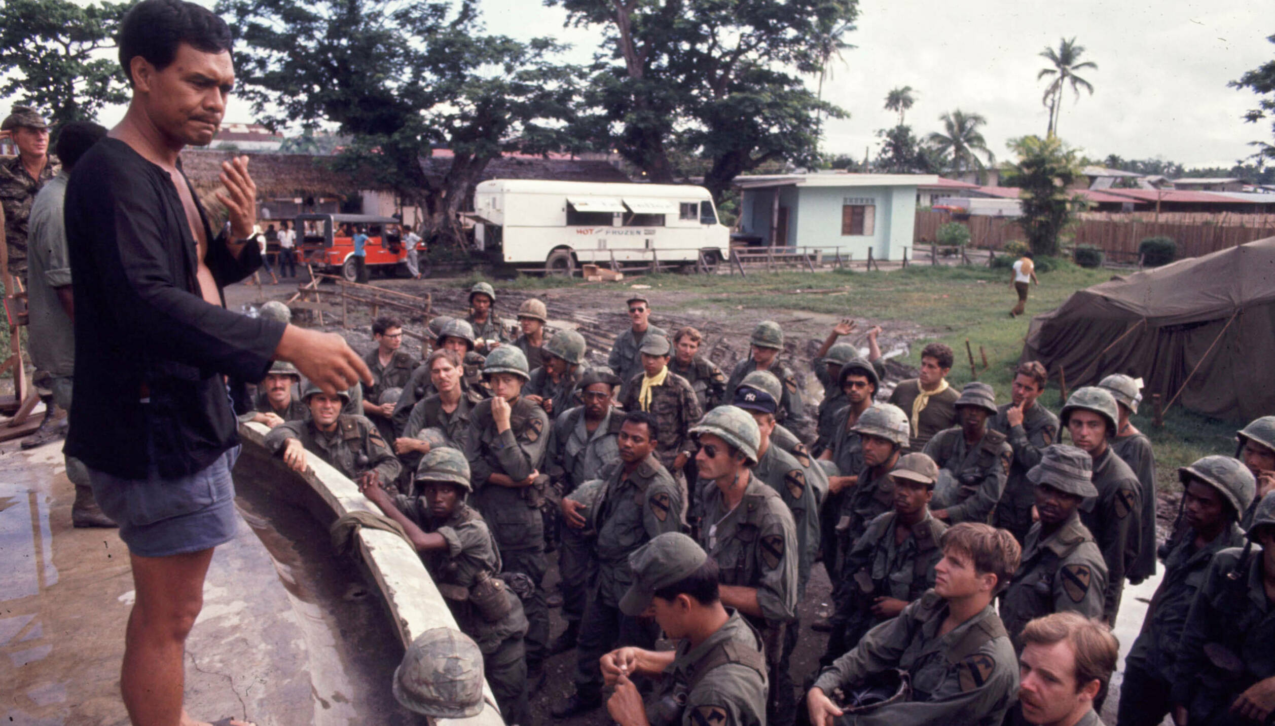 025412 10: Extras on the set of Francis Ford Coppola's Vietnam War epic "Apocalypse Now," during a break in filming April ...