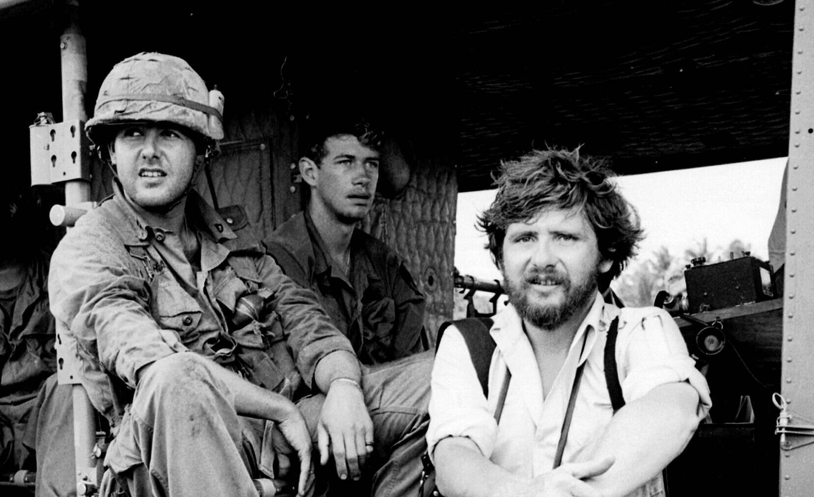 025412 12: Photographer Dirck Halstead poses with an extra for a picture, on the set of Francis Ford Coppola's Vietnam War...