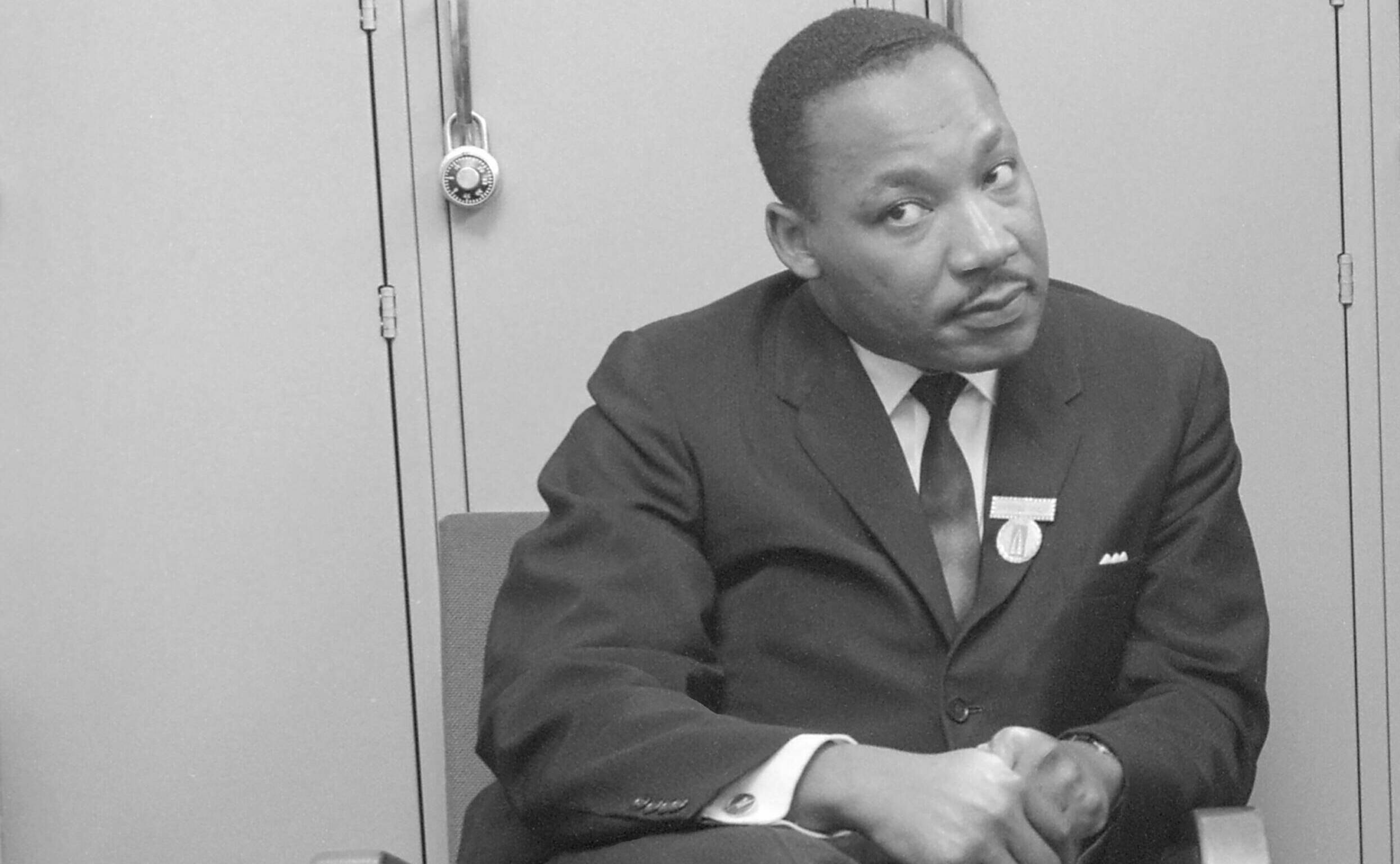 Reverend Dr Martin Luther King (president of the Southern Christian Leadership Conference) visits comedian and civil right...