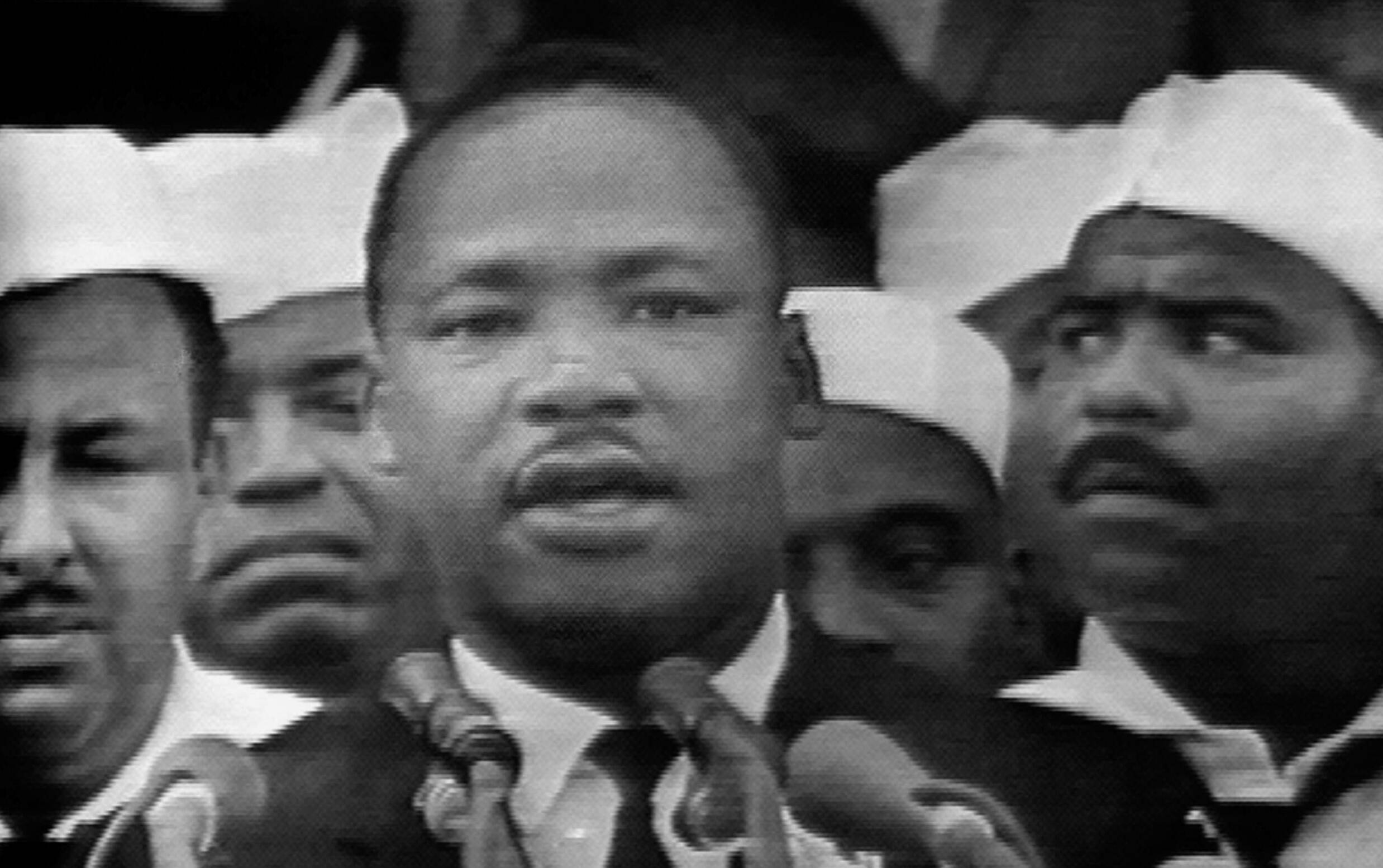 Screen capture from the CBS national broadcast of the 'I Have a Dream' speech of American civil rights leader Martin Luthe...