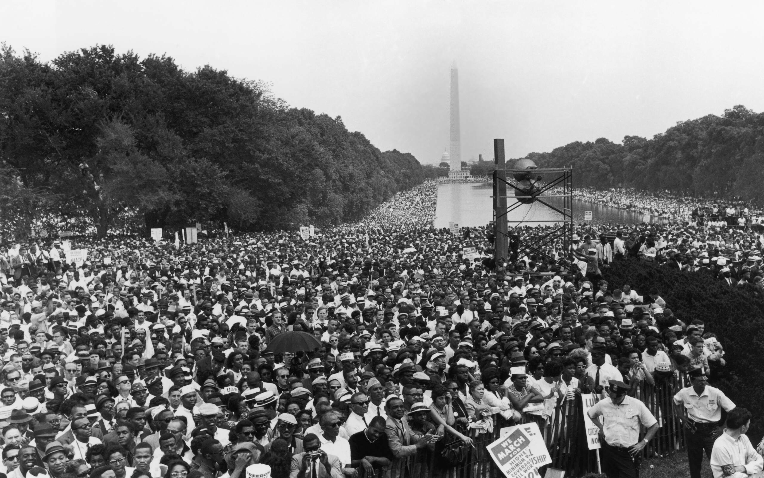 A view from the Lincoln Memorial toward the Washington Monument at the end of the March on Washington for Jobs and Freedom...