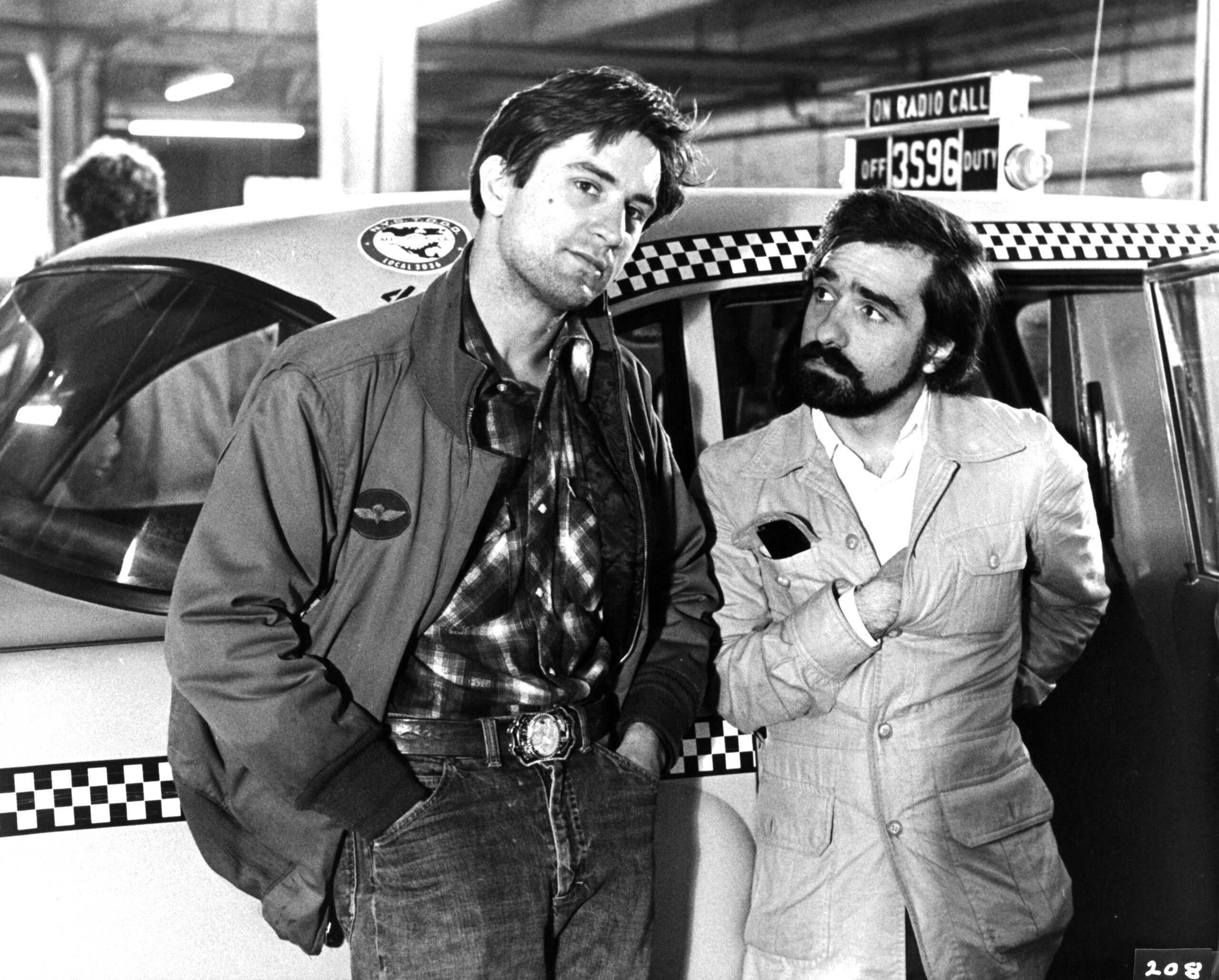 Robert De Niro on the set with Martin Scorsese on the set of the film 'Taxi Driver', 1976. (Photo by Columbia Pictures/Get...