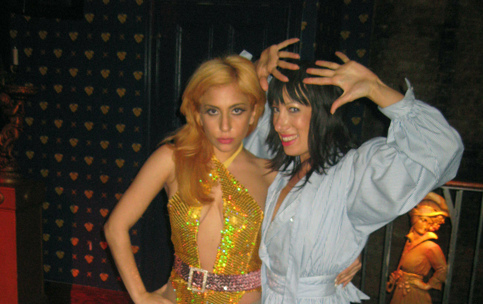 NEW YORK - OCTOBER 4:  Lady Gaga and Lady Starlight (Colleen Martin) perform at the Slipper Room on October 4, 2007 in New...