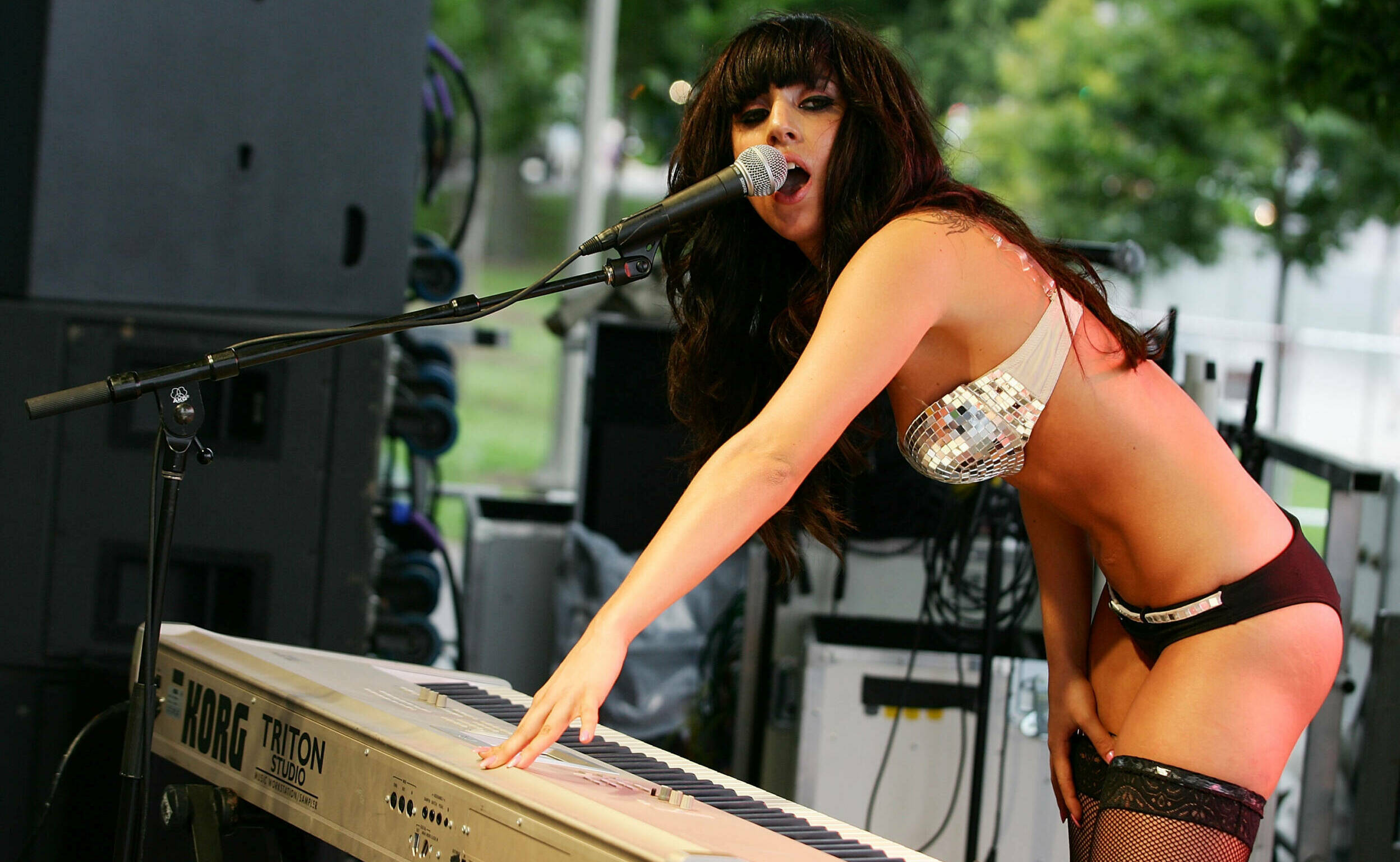 CHICAGO - AUGUST 04:  Singer/musician Lady Gaga performs at Lollapalooza 2007 in Grant Park on August 4, 2007 in Chicago. ...