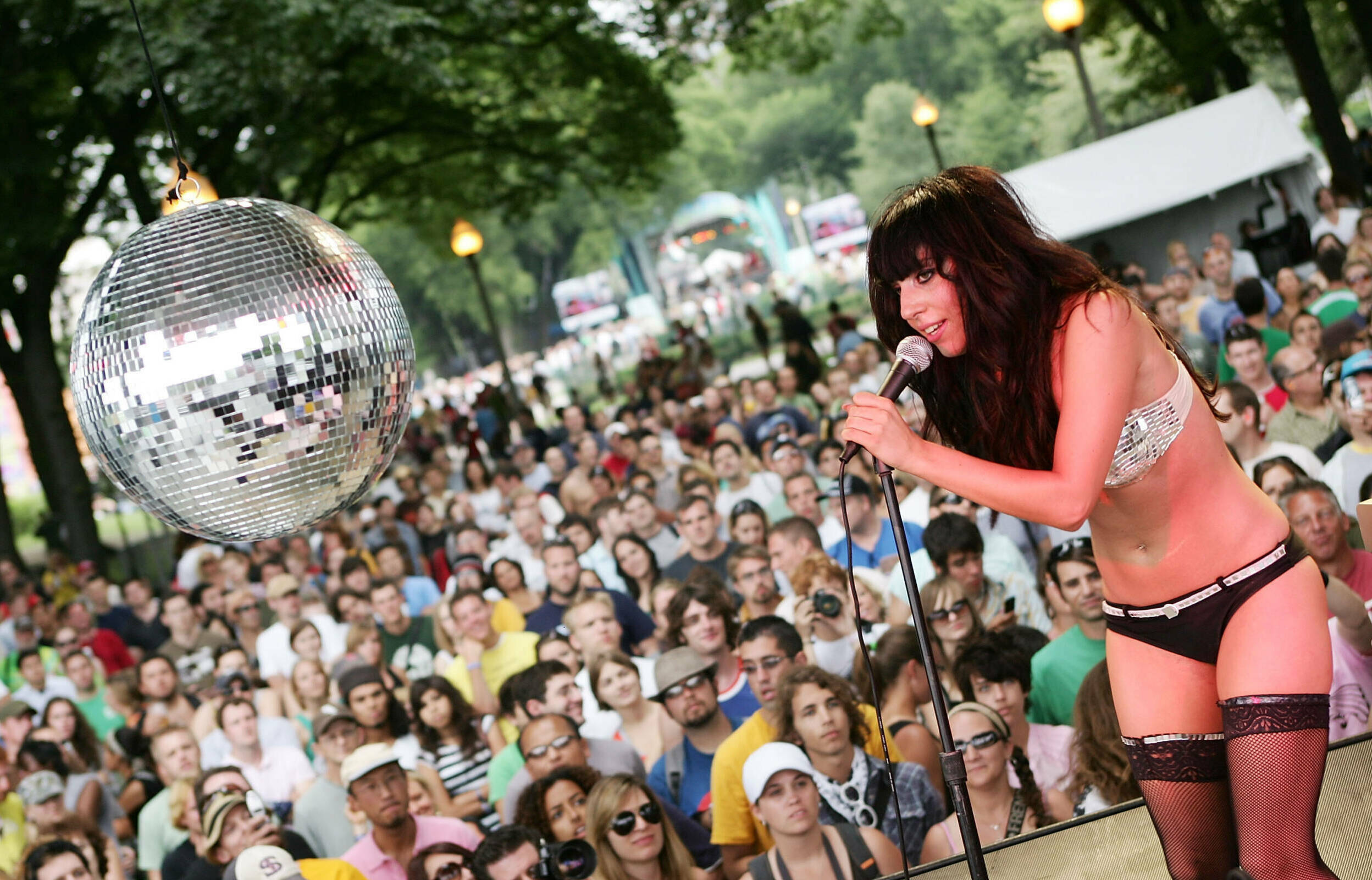 CHICAGO - AUGUST 04:  Singer/musician Lady Gaga performs at Lollapalooza 2007 in Grant Park on August 4, 2007 in Chicago. ...
