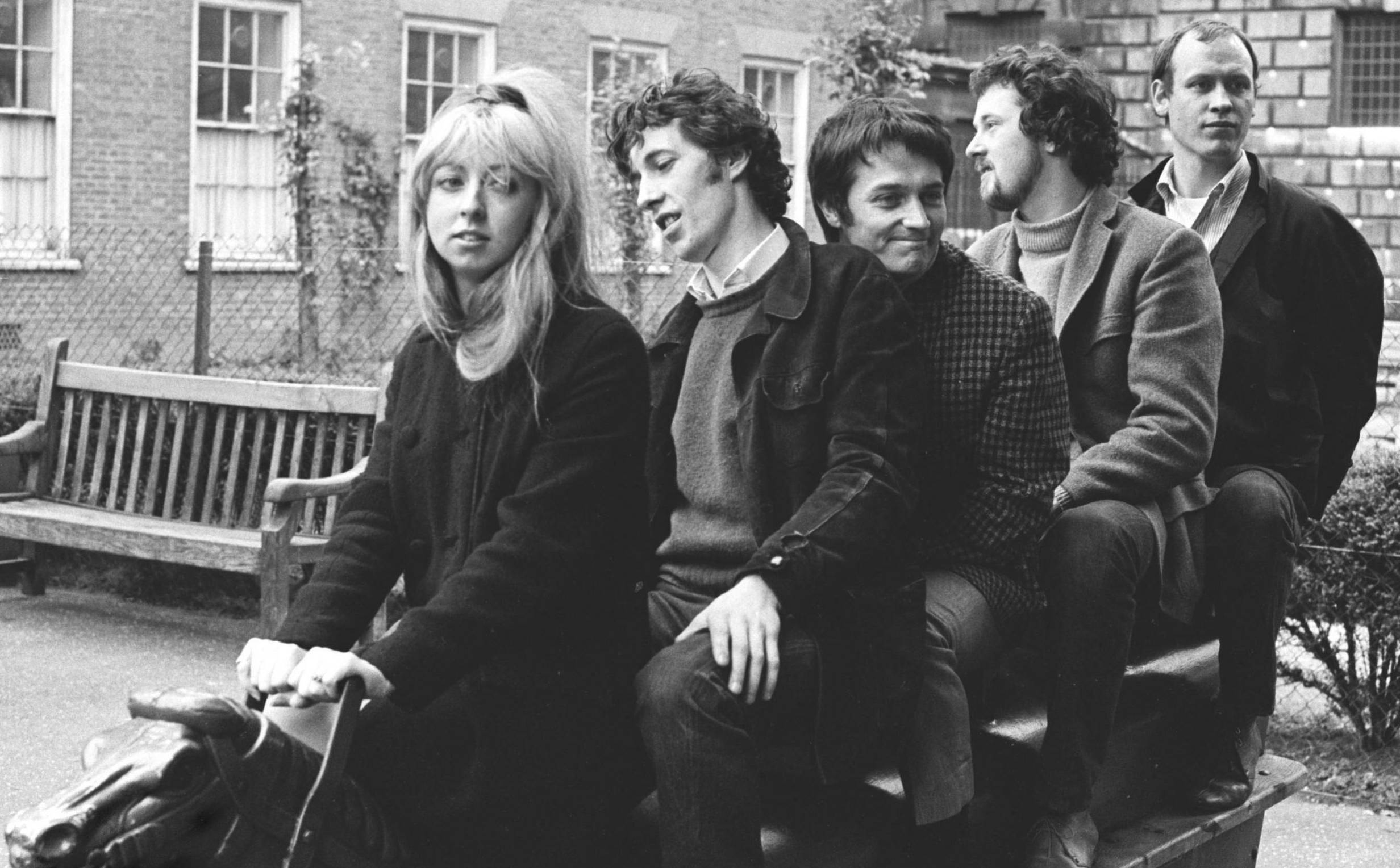 UNITED KINGDOM - JANUARY 01:  Photo of PENTANGLE; Group portrait - L-R Jacqui McShee, Bert Jansch, Terry Cox, John Renbour...