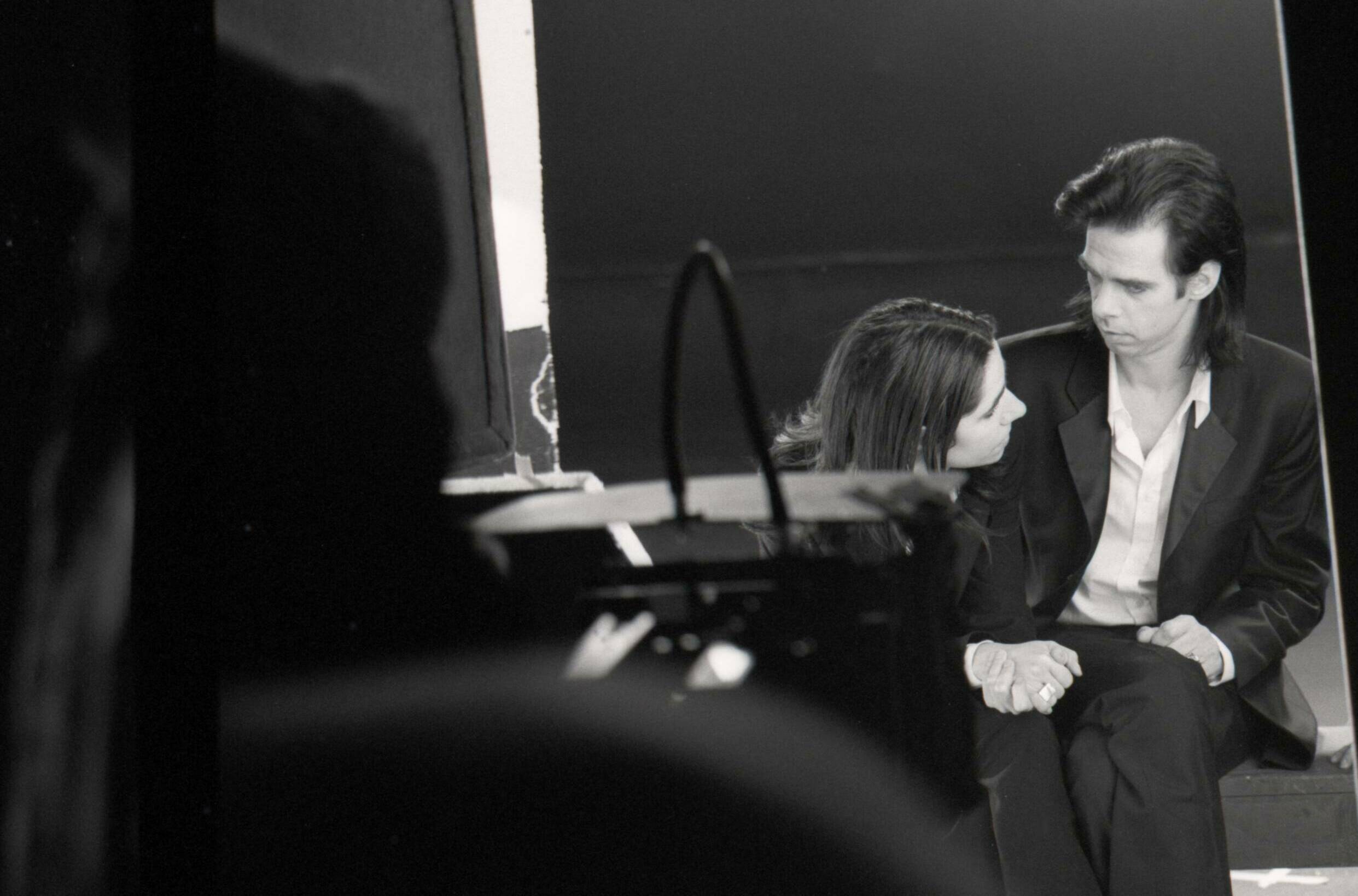 Australian singer-songwriter Nick Cave and English singer-songwriter PJ Harvey record a video for their duet 'Henry Lee' f...