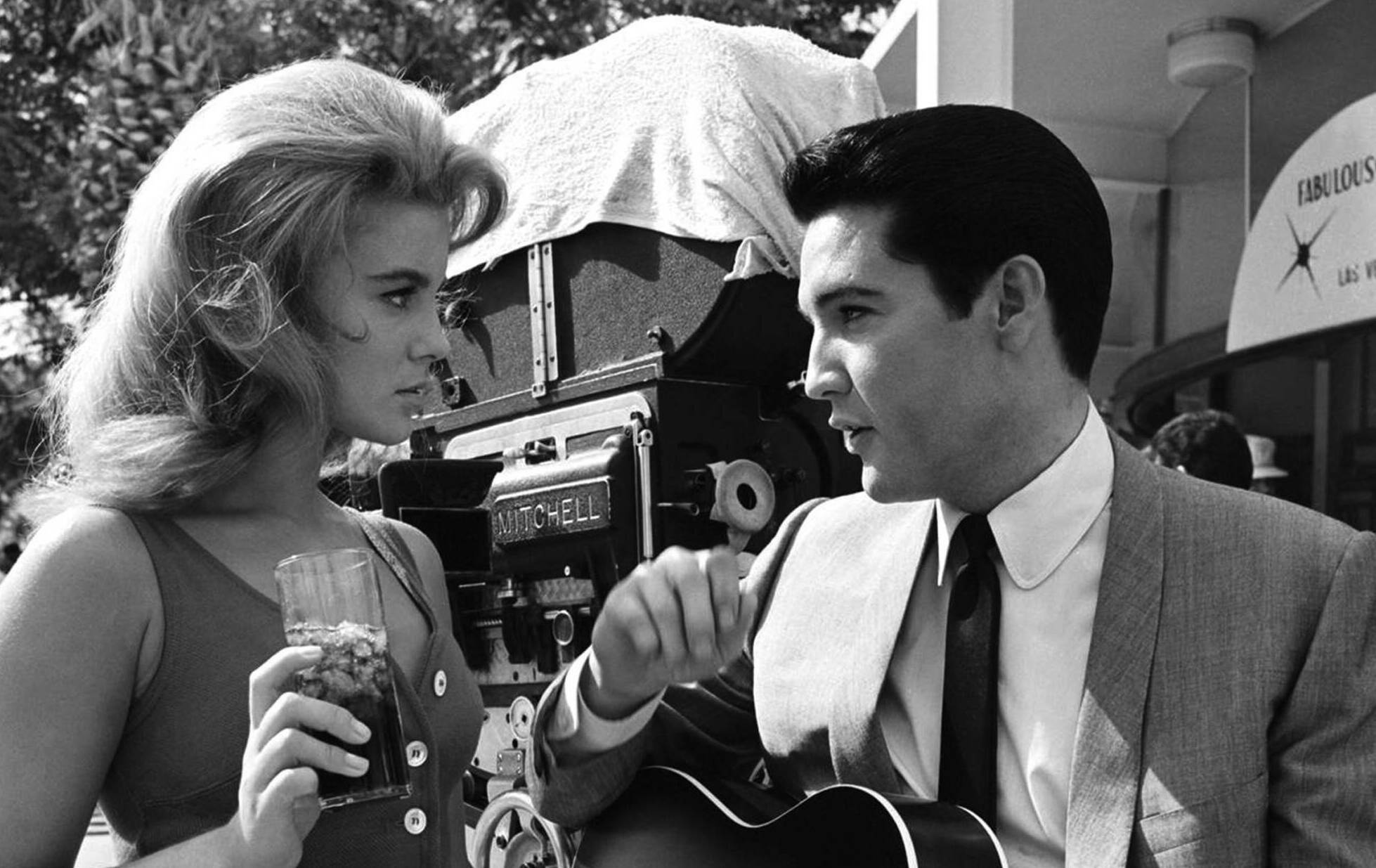 Actress Ann-Margret and actor and singer Elvis Presley on the set of the film 'Viva Las Vegas', 1964.    (Photo by Silver ...