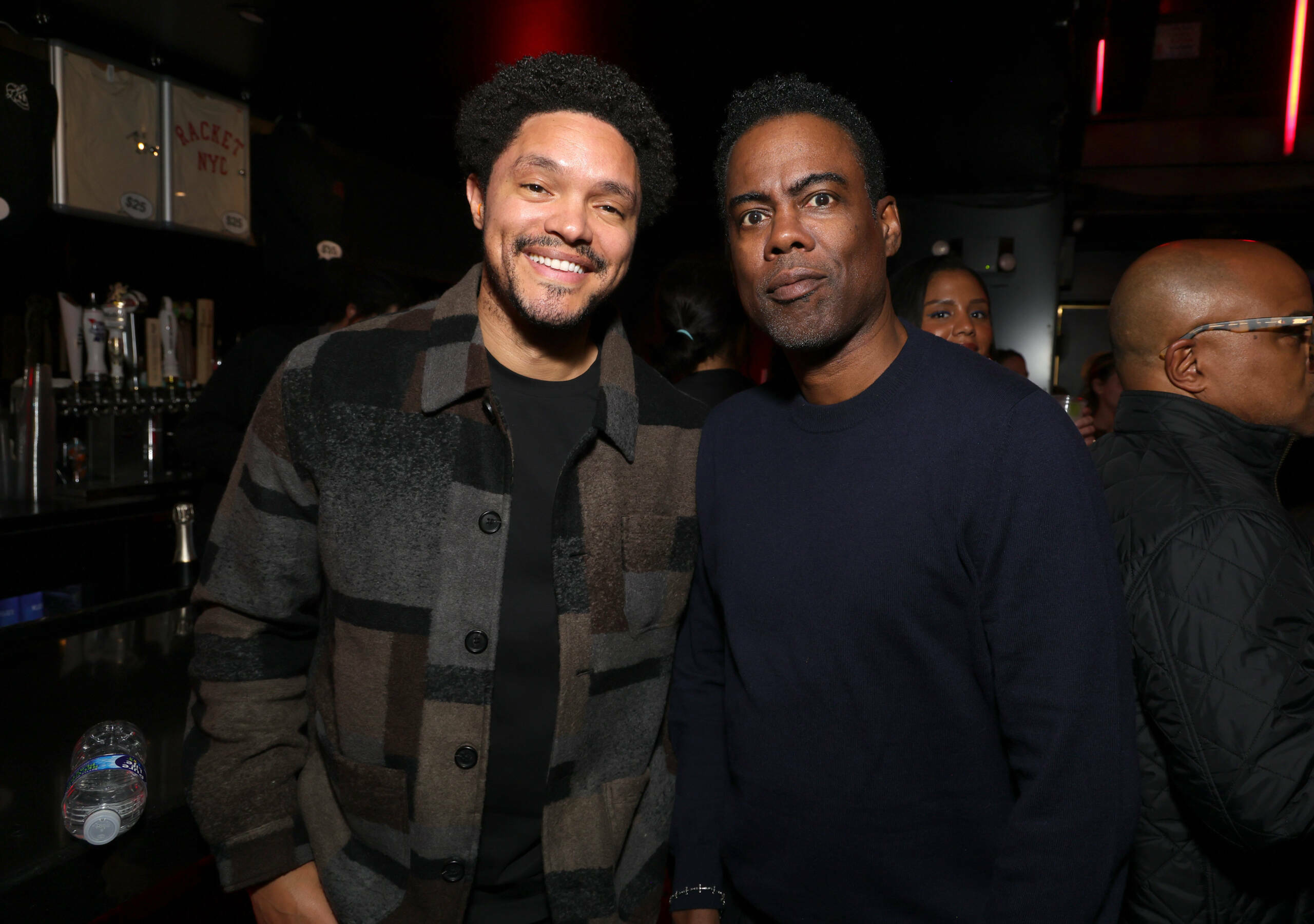 NEW YORK, NEW YORK - OCTOBER 19:  (Exclusive Coverage) Trevor Noah and Chris Rock attend The Rolling Stones surprise set i...