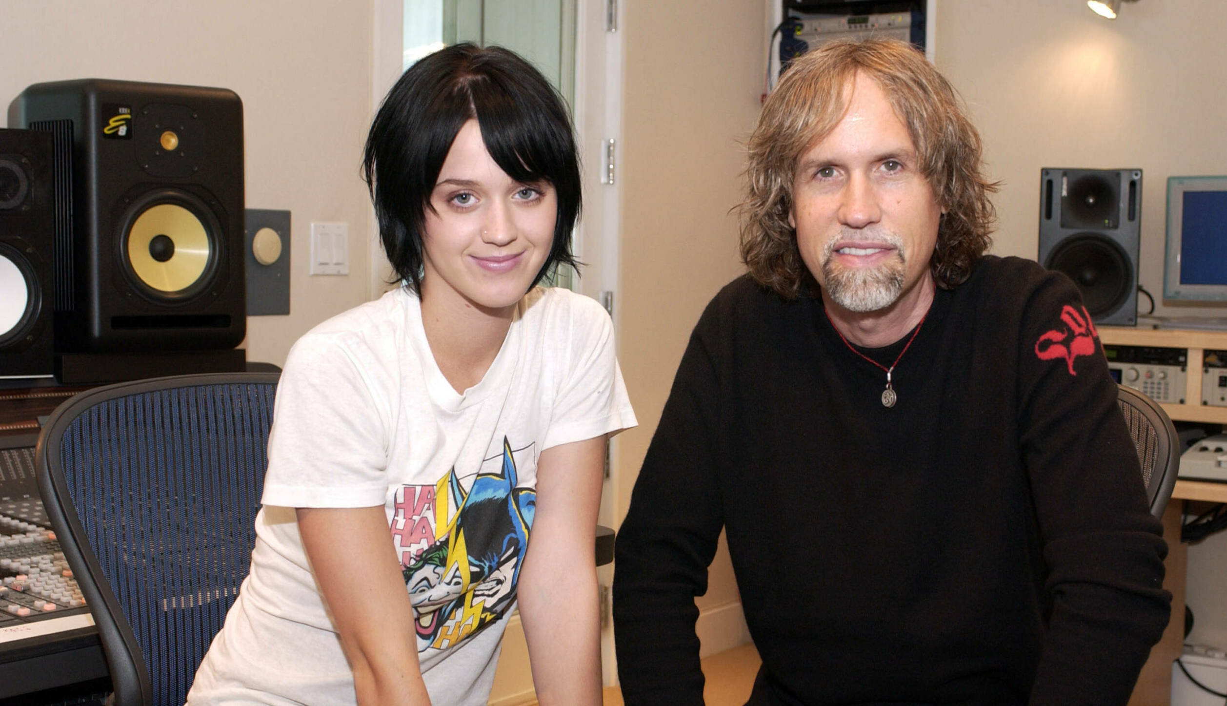 WEST HOLLYWOOD, CA -  SEPTEMBER 25:  (EXCLUSIVE COVERAGE) Katy Hudson AKA Katy Perry and producer Glen Ballard pose during...