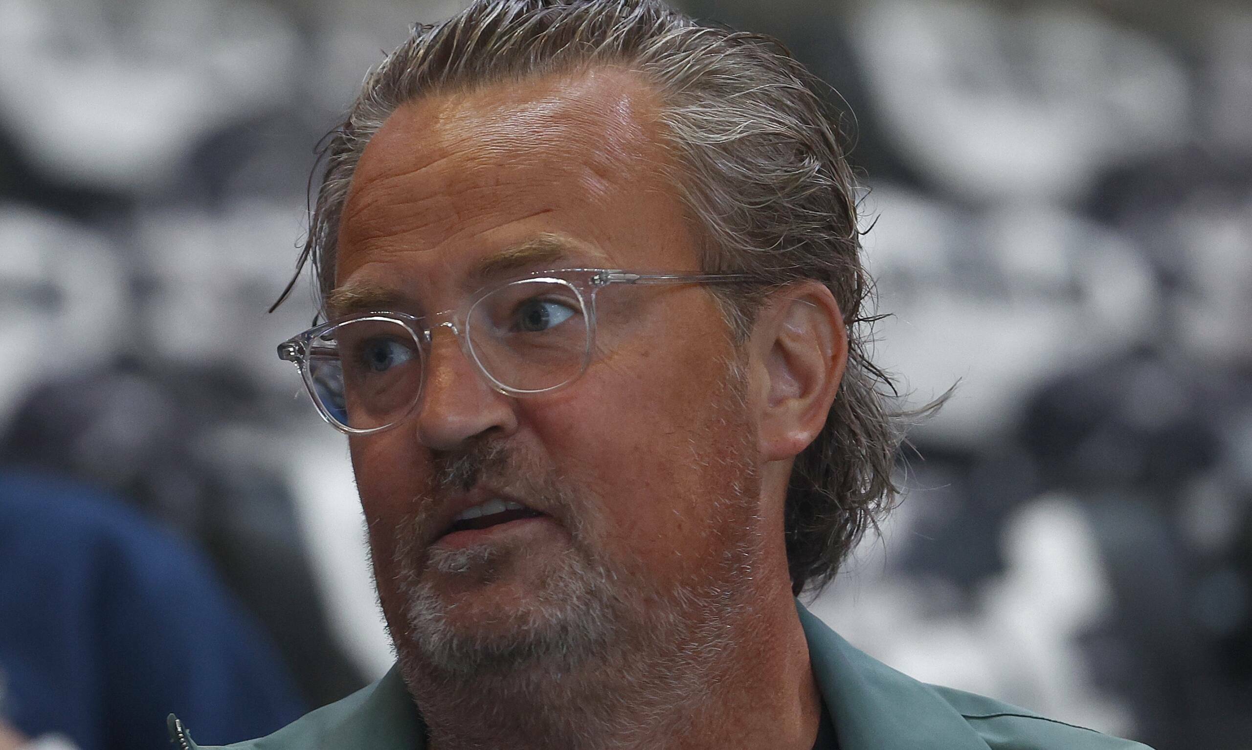 LOS ANGELES, CALIFORNIA - APRIL 29:  Matthew Perry attends a game between the Edmonton Oilers and the Los Angeles Kings du...