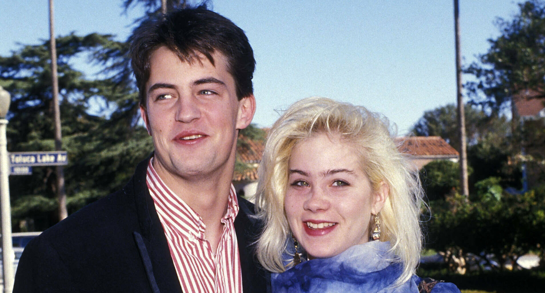 TOLUCA LAKE,CA - MARCH 12:   Actor Matthew Perry and actress Christina Applegate attend Henry Winkler's Annual Brunch to C...