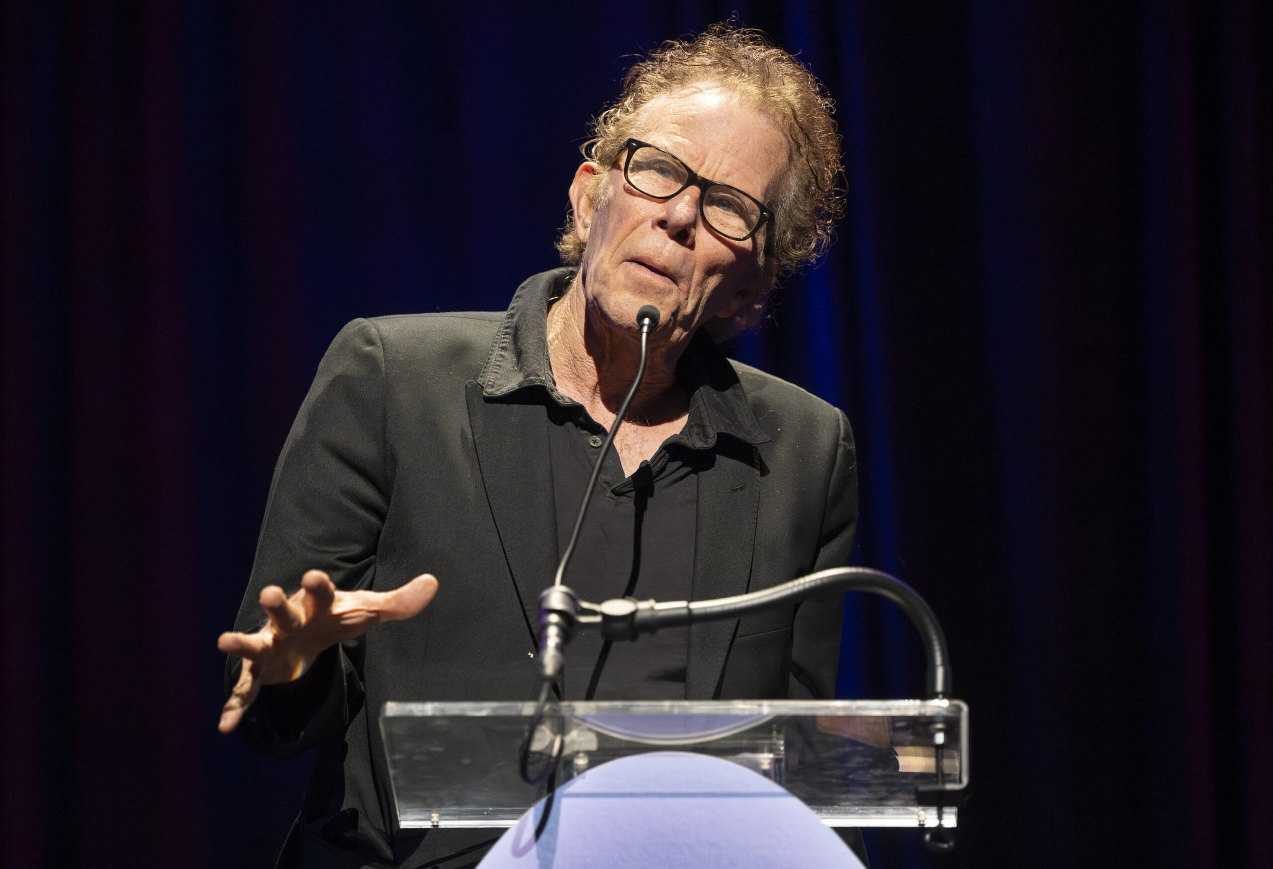 DECEMBER 04: Musician Tom Waits presents the Maria Manetti Shrem Lifetime Achievement Award for Acting to Nicolas Cage at ...
