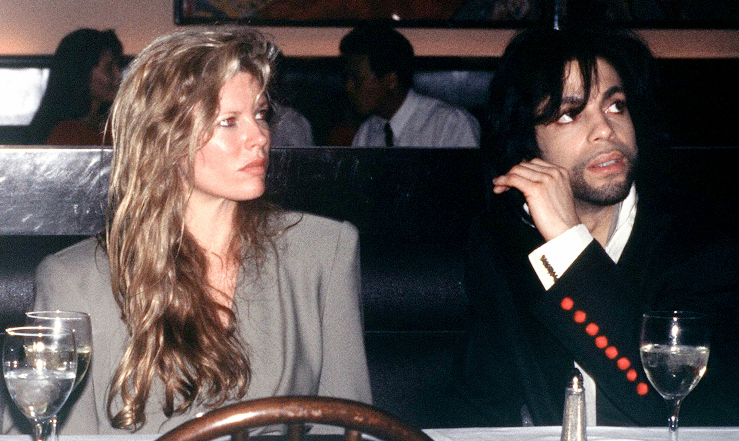 American film actress Kim Basinger with singer Prince, circa 1988. (Photo by Kypros/Getty Images)