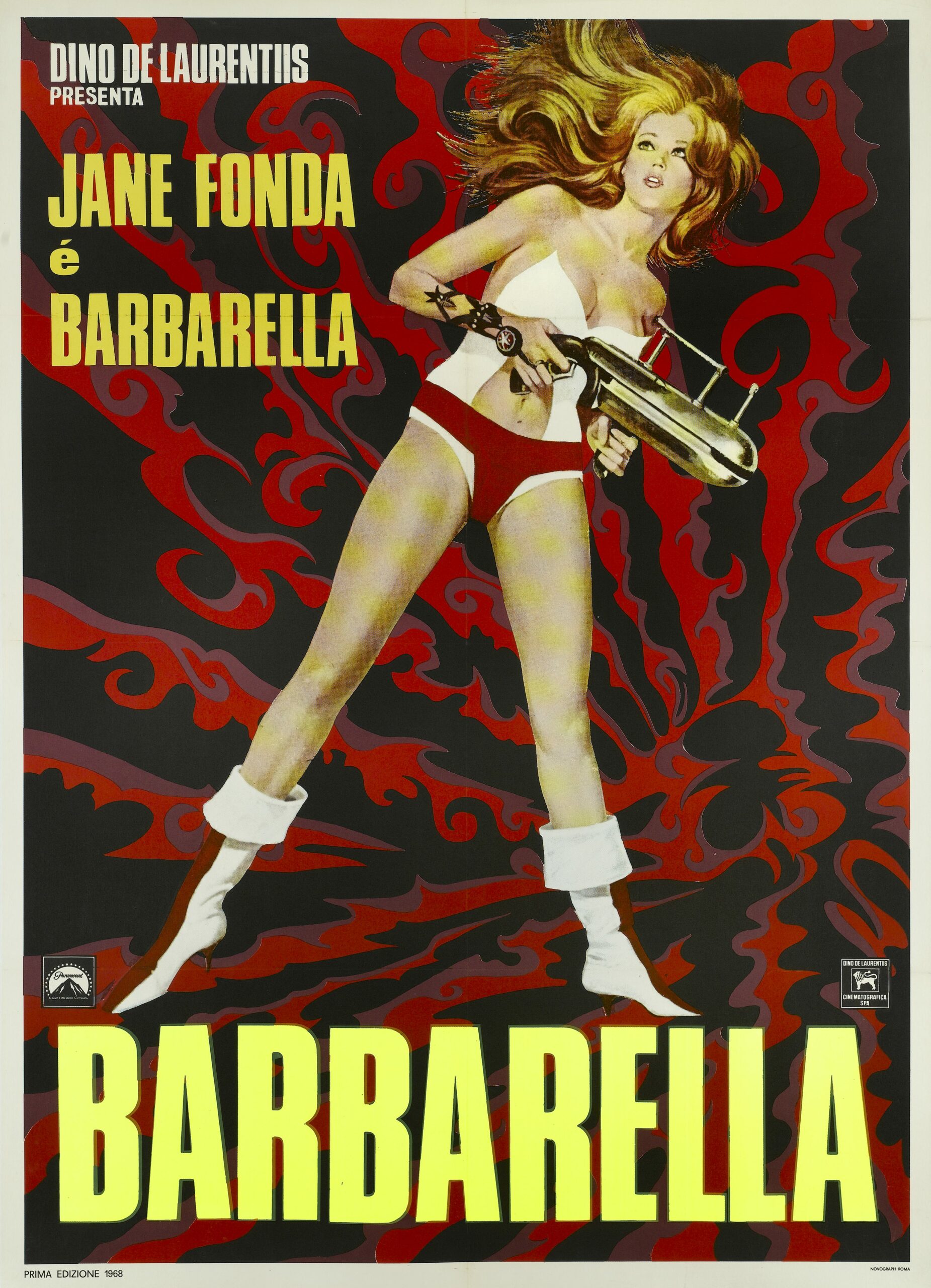 A poster for Roger Vadim's 1968 fantasy comedy 'Barbarella' starring Jane Fonda. (Photo by Movie Poster Image Art/Getty Im...